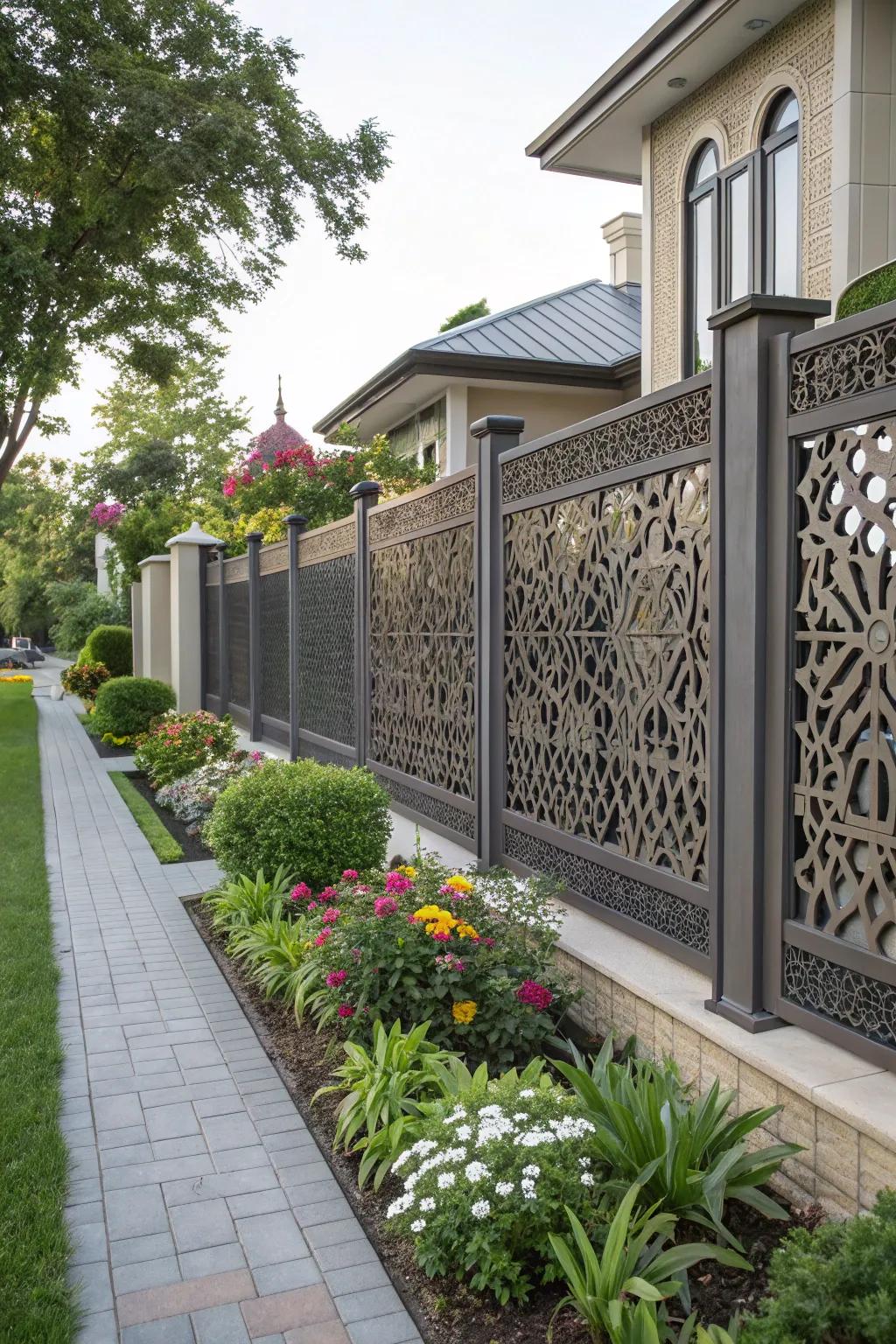 Symmetrical designs in fencing introduce an artistic feel to your home.