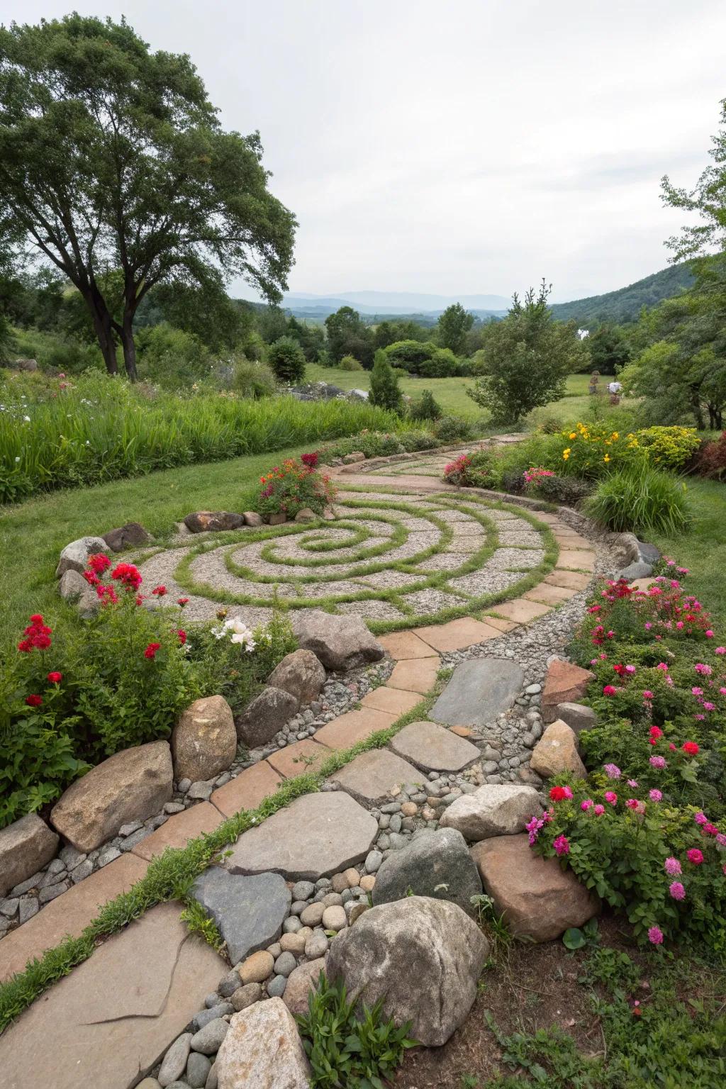 Complex stone walkways encourage exploration.