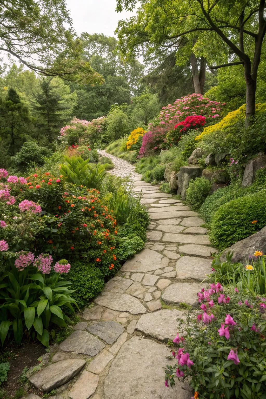 Pathways that blend with nature cultivate a peaceful getaway.