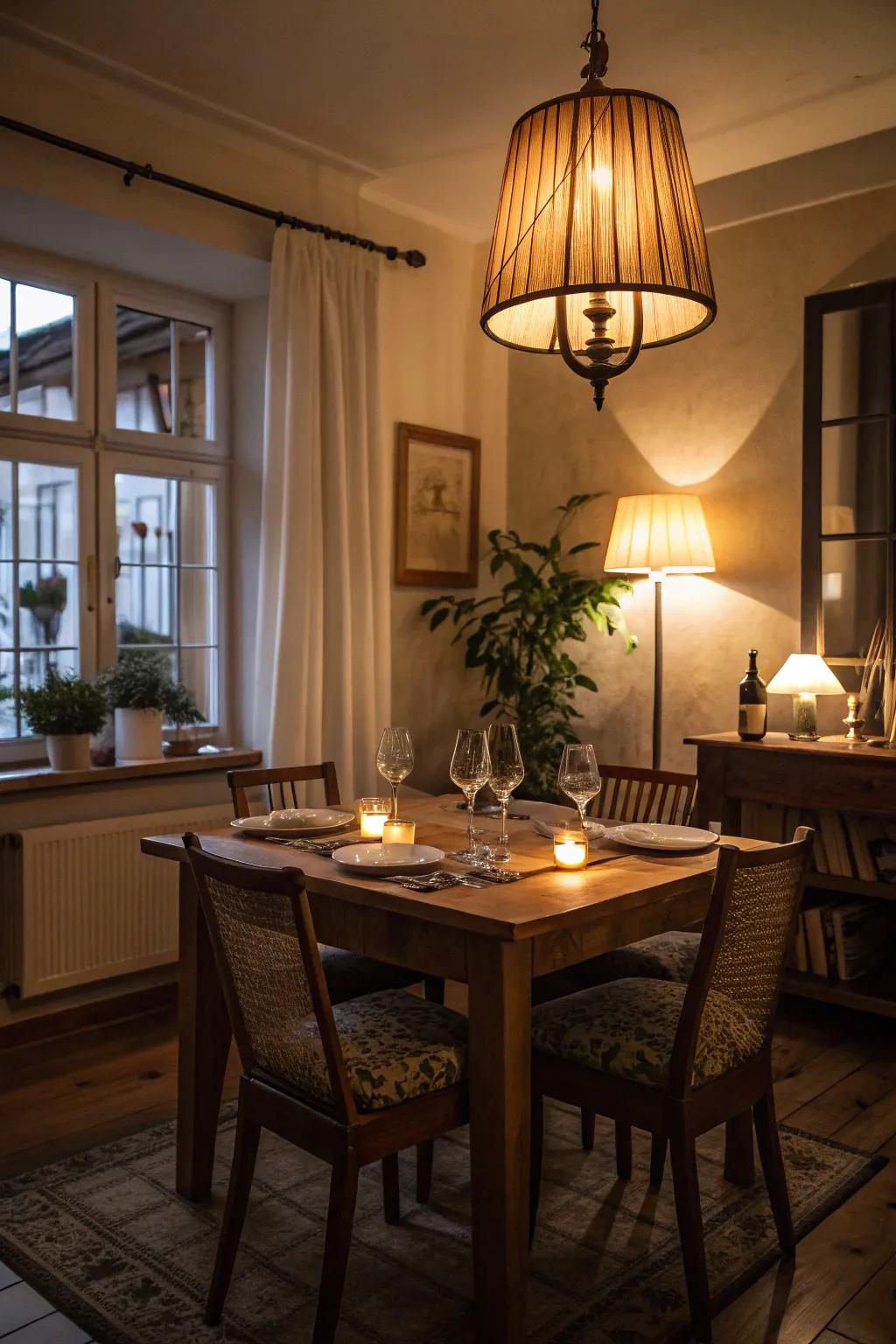 Produce a cozy atmosphere with softened glow for your affectionate dinner.