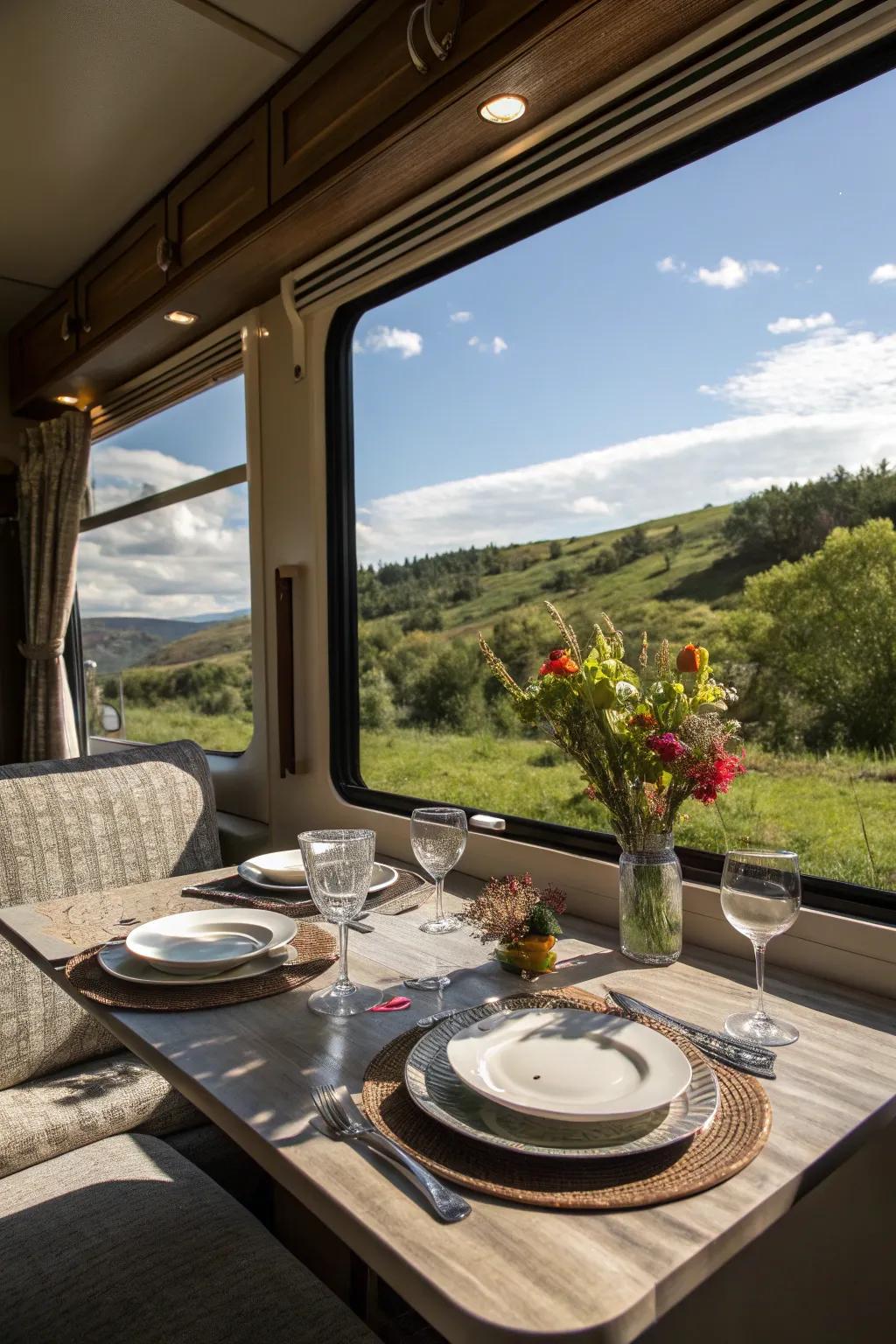 Enjoy meals with a view by setting your table near a window.