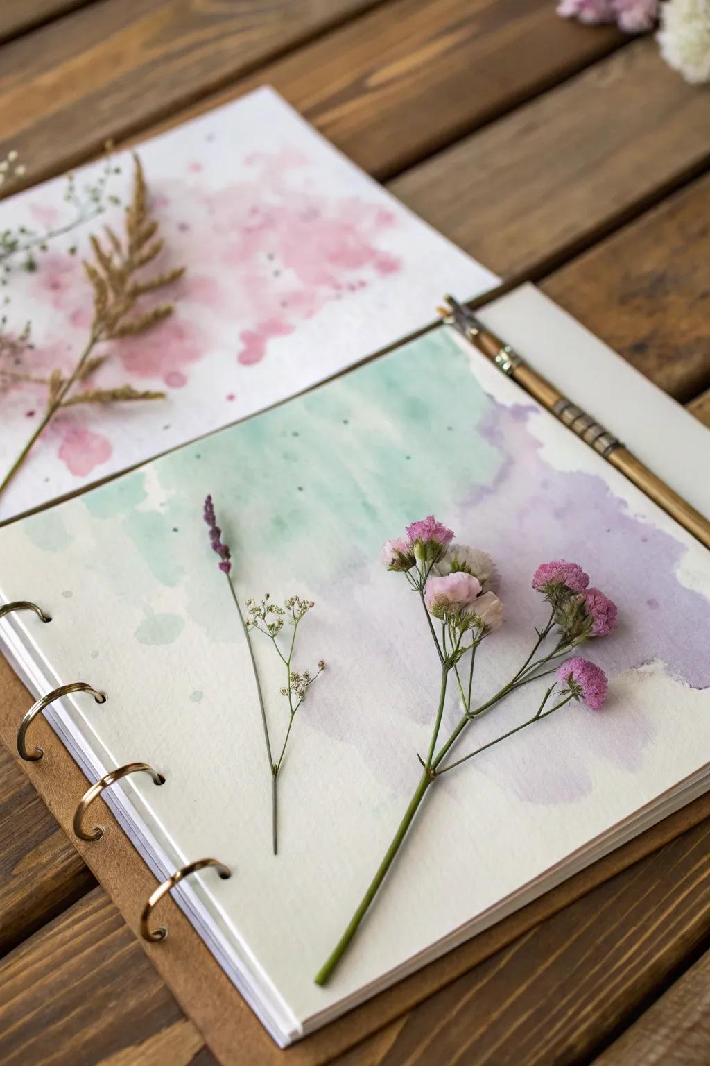 Transform your scrapbook into a masterpiece through the gentle application of watercolor splendors.