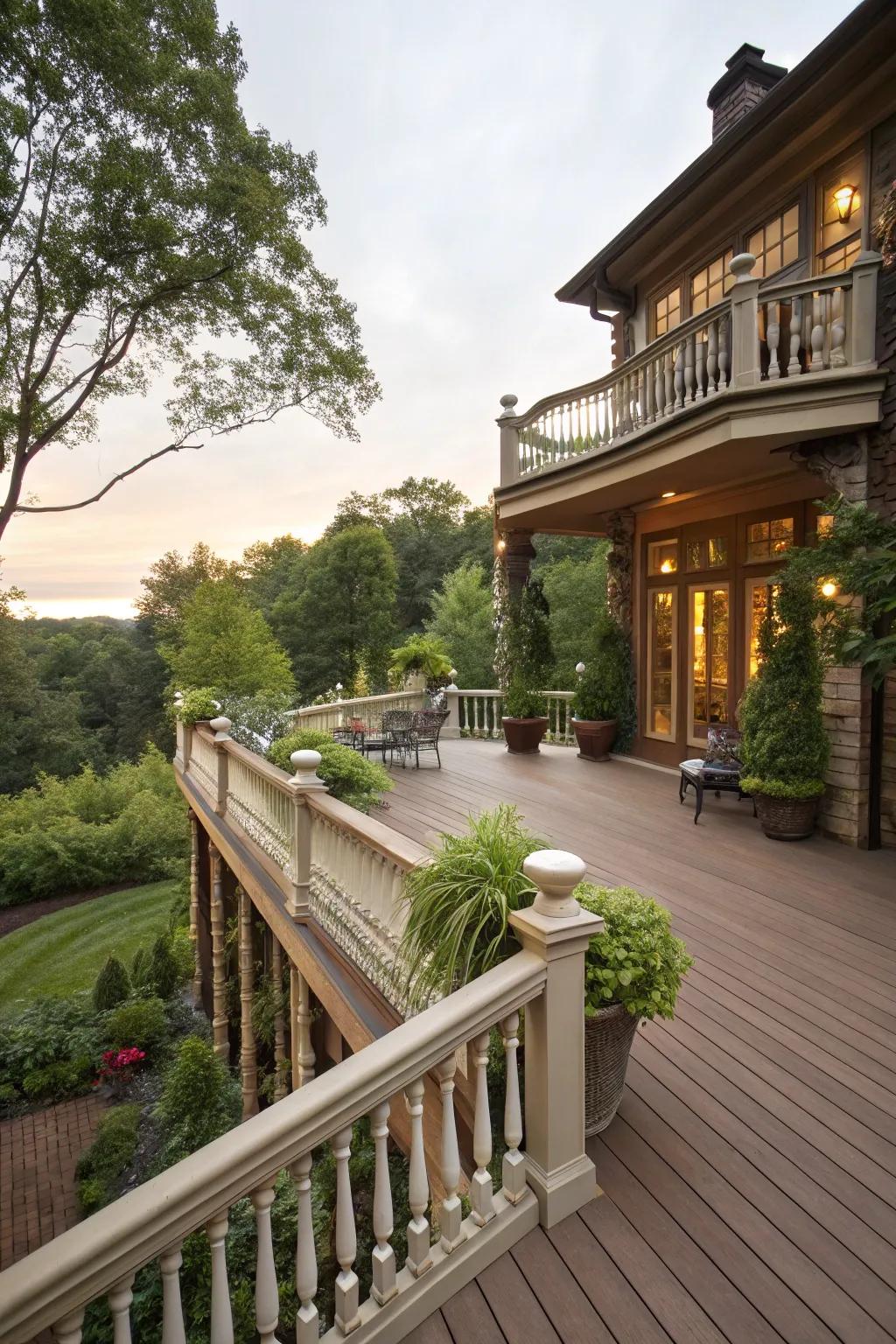 A classic wooden deck that radiates warmth and organic beauty.