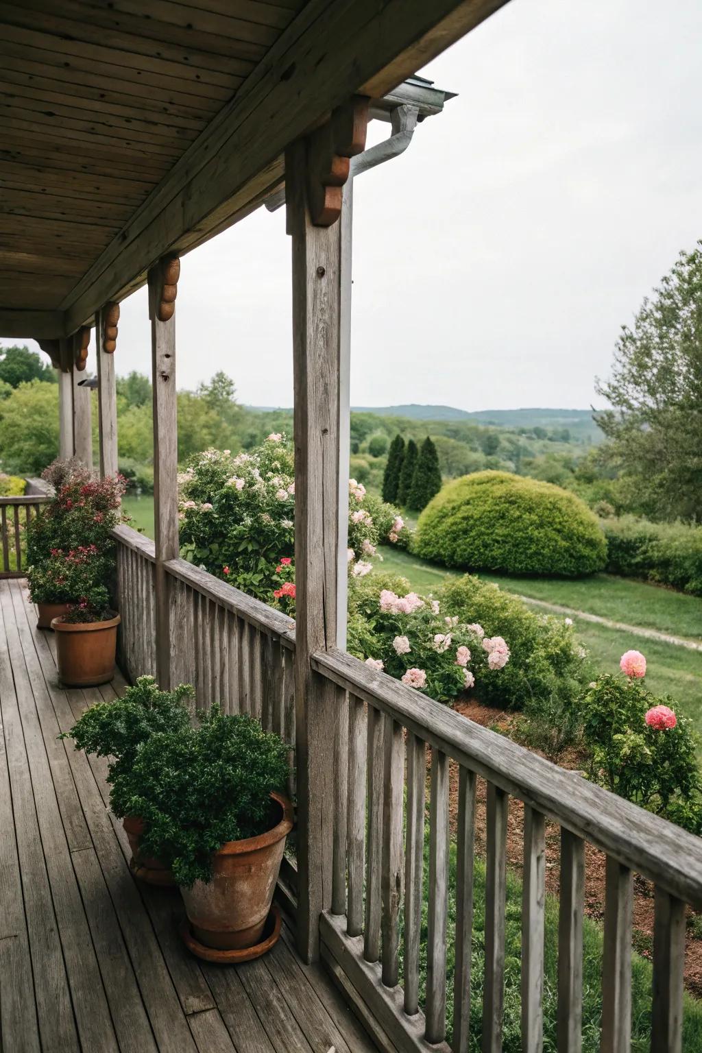 Charming wooden railings enhancing the appeal of the veranda.