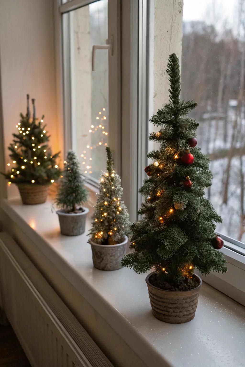 Small trees transport the celebratory spirit to your window.