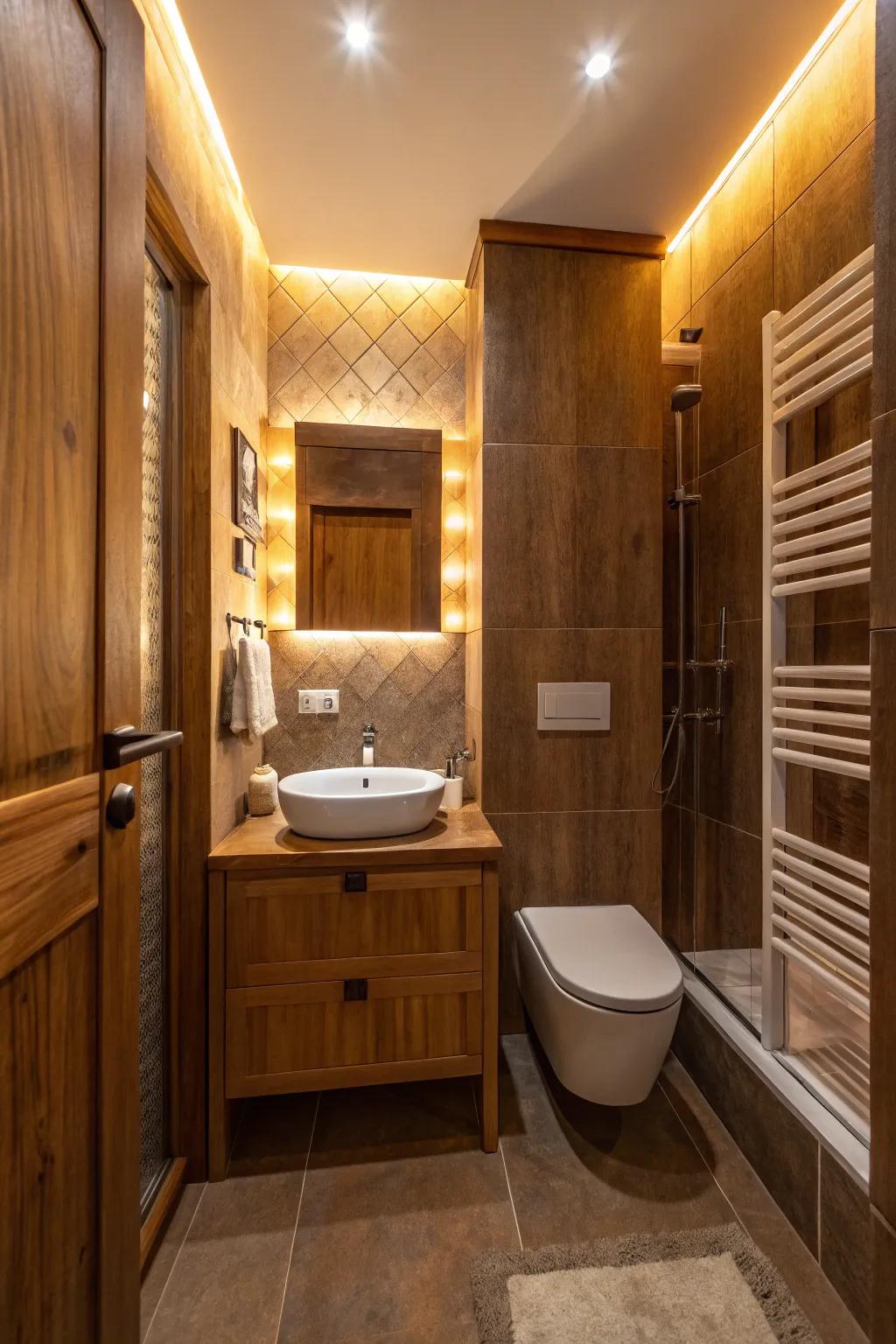Warm LED lighting heightens the snug atmosphere.