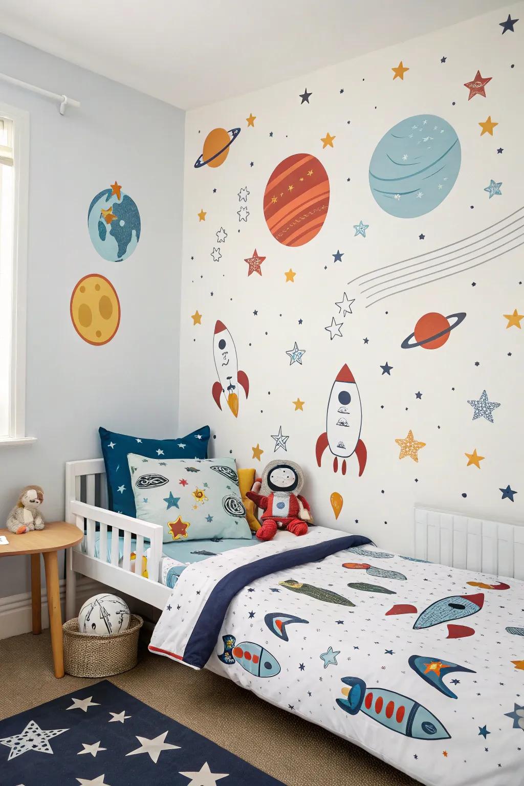A space-themed room that sparks imagination and personalizes the space.