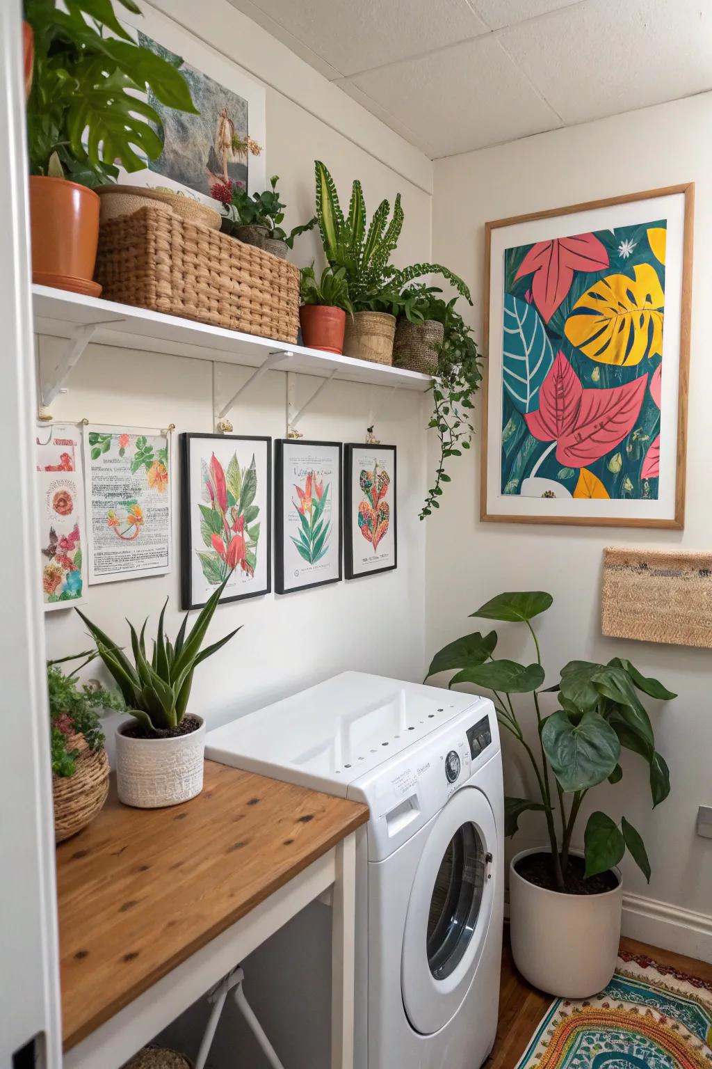 Decorative elements transform a functional space into a cozy retreat.