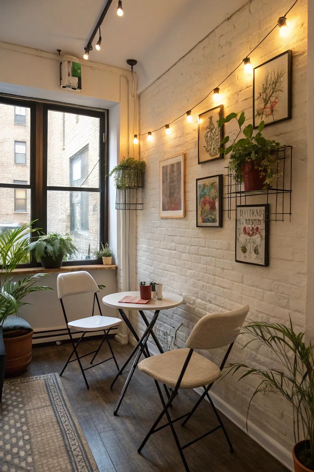 Small seating balances comfort and efficient use of space.