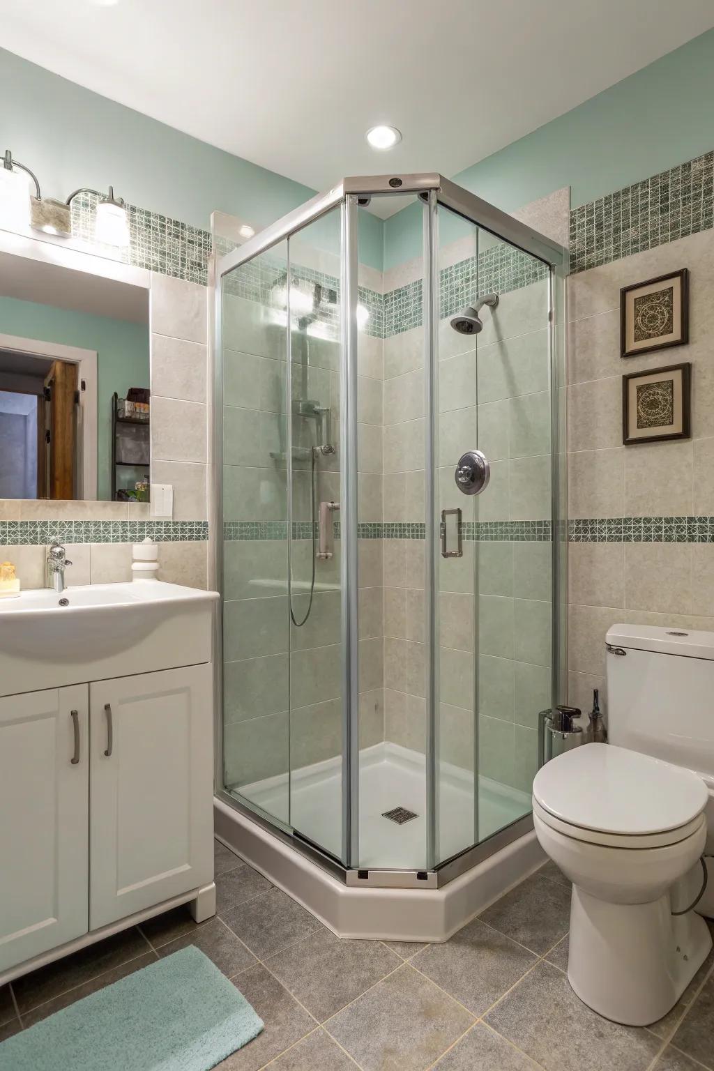 Turn corners into functional shower spaces.