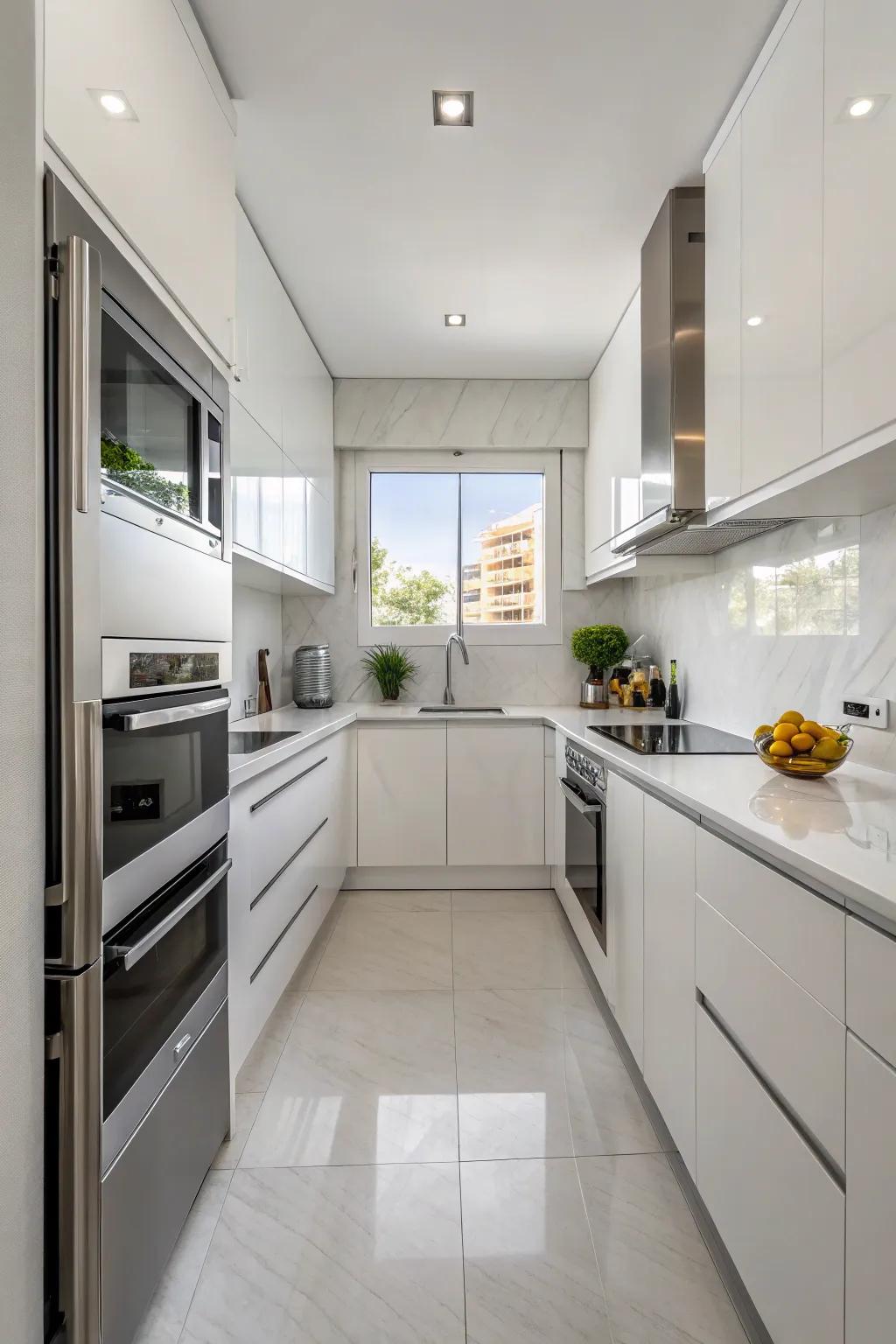 Sleek appliances keep a kitchen looking orderly.