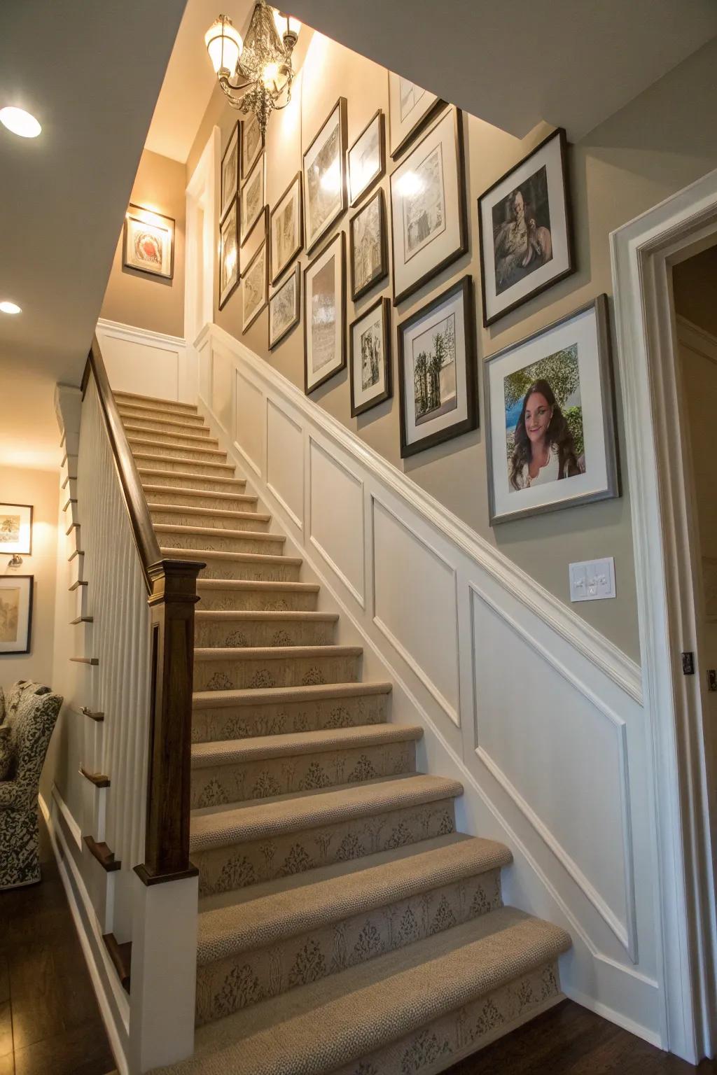 Picture frame molding adds a personalized gallery feel.