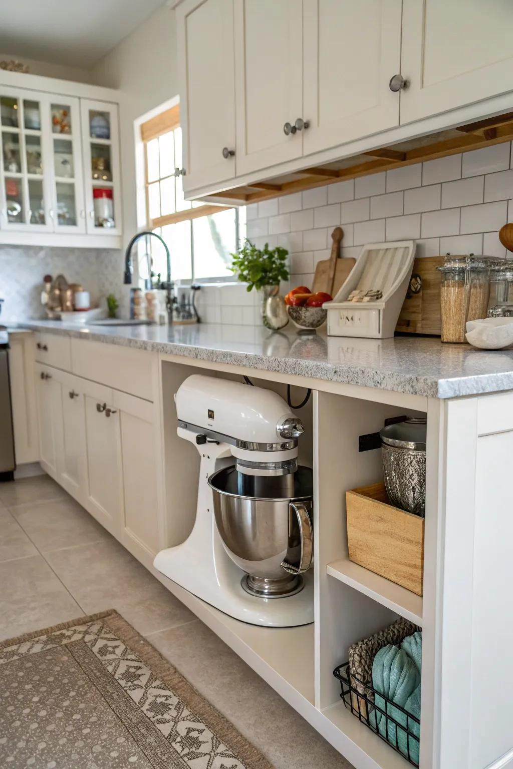 Useful arrangement: Under-cabinet keeping for an uncluttered workspace