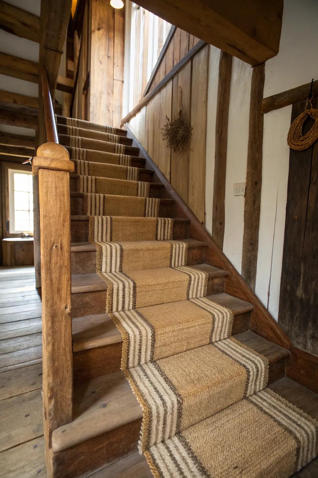 Earthy shades and natural materials cultivate a warm and inviting atmosphere.