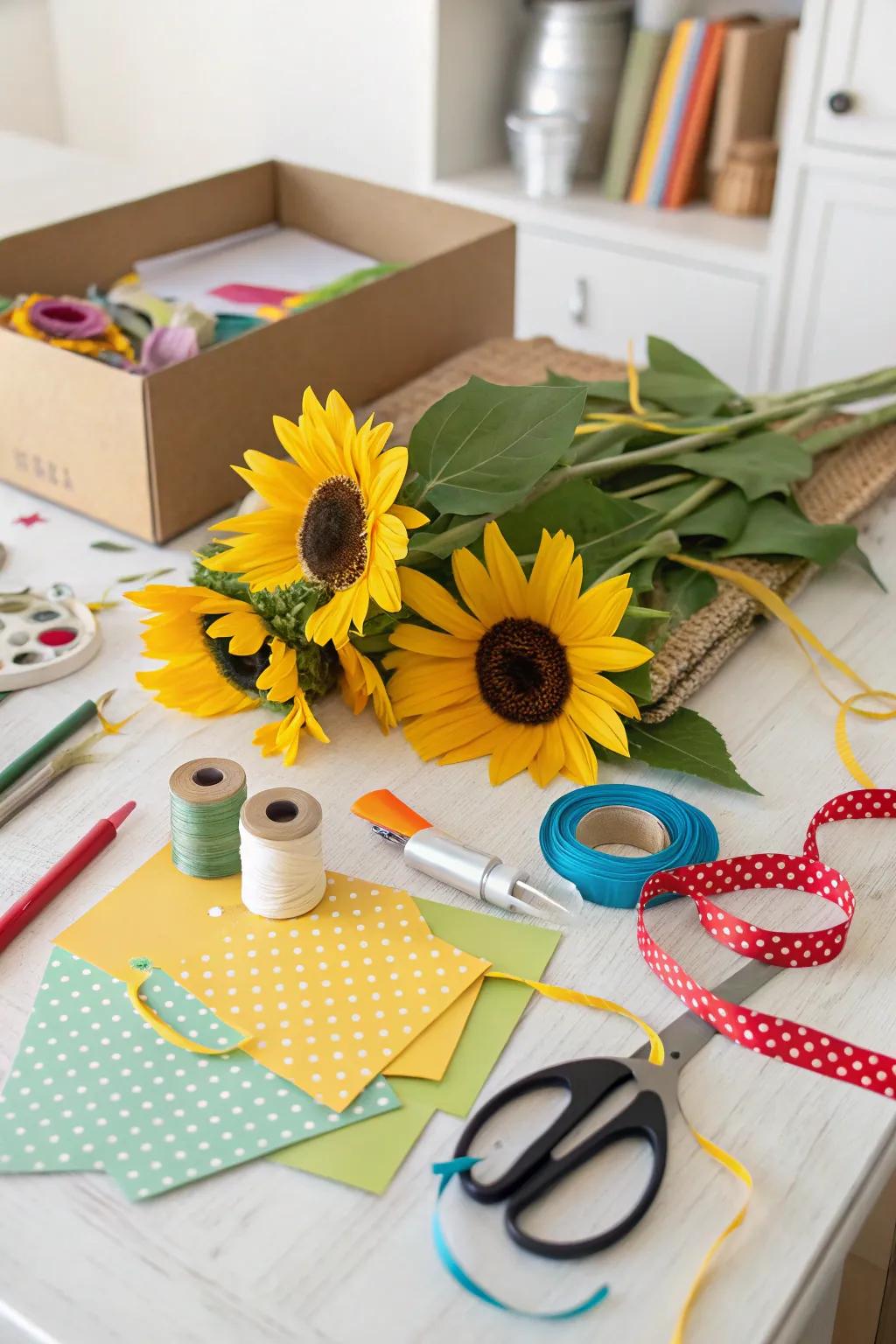 Engaging sunflower creation box for DIY aficionados.