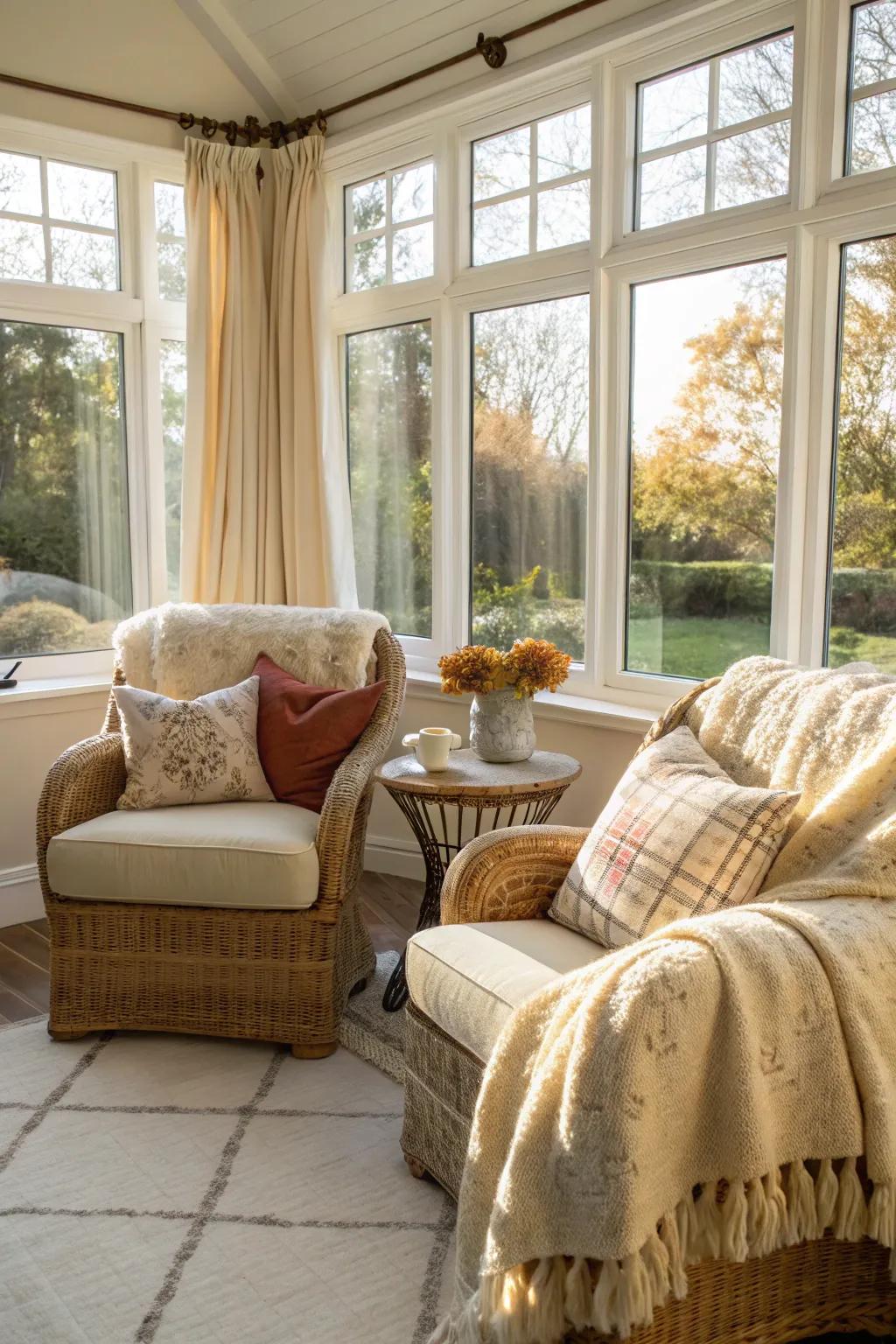 Cozy seating invites relaxation and enjoyment.