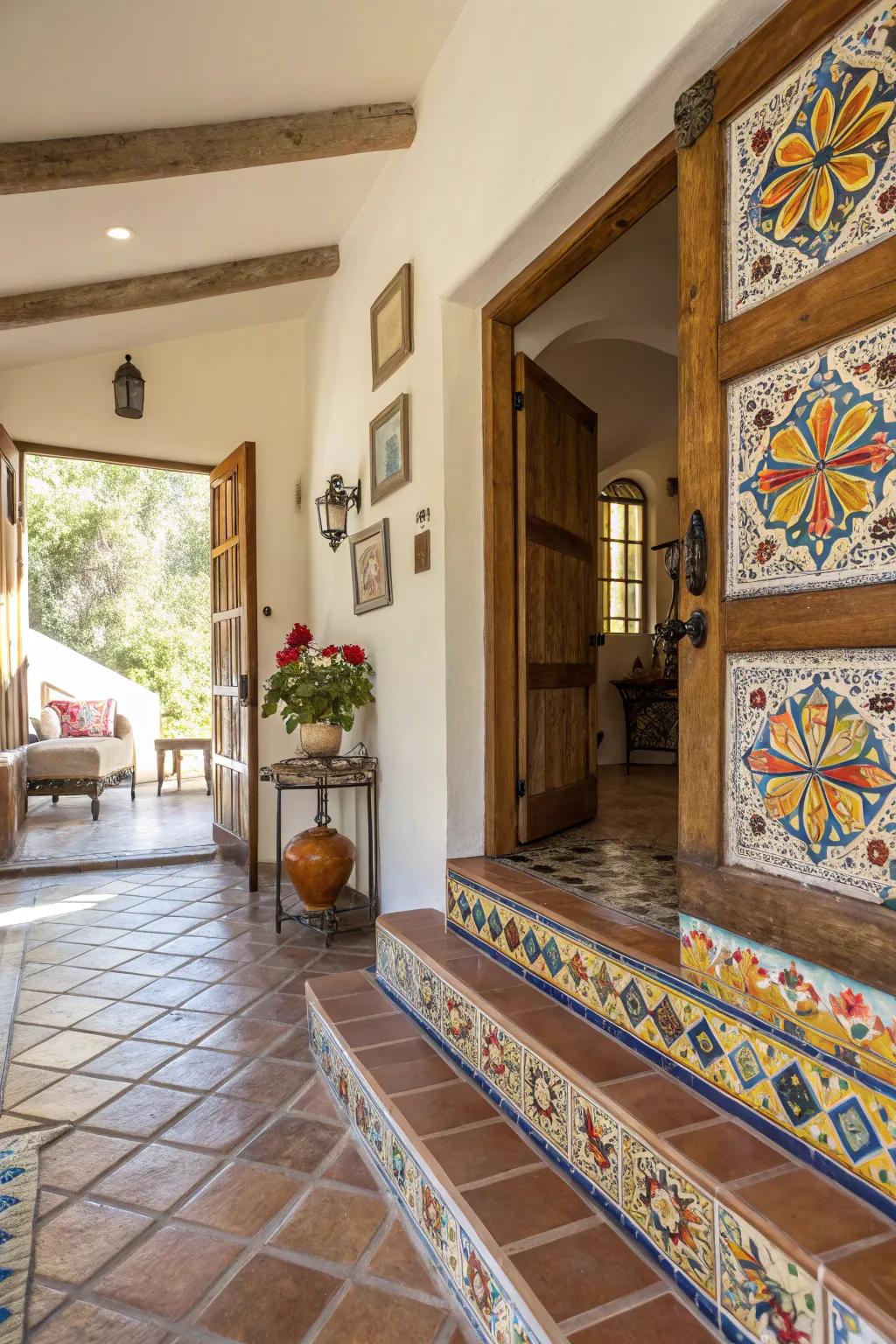 Make a grand first impression with an Andalusian-tiled entryway.
