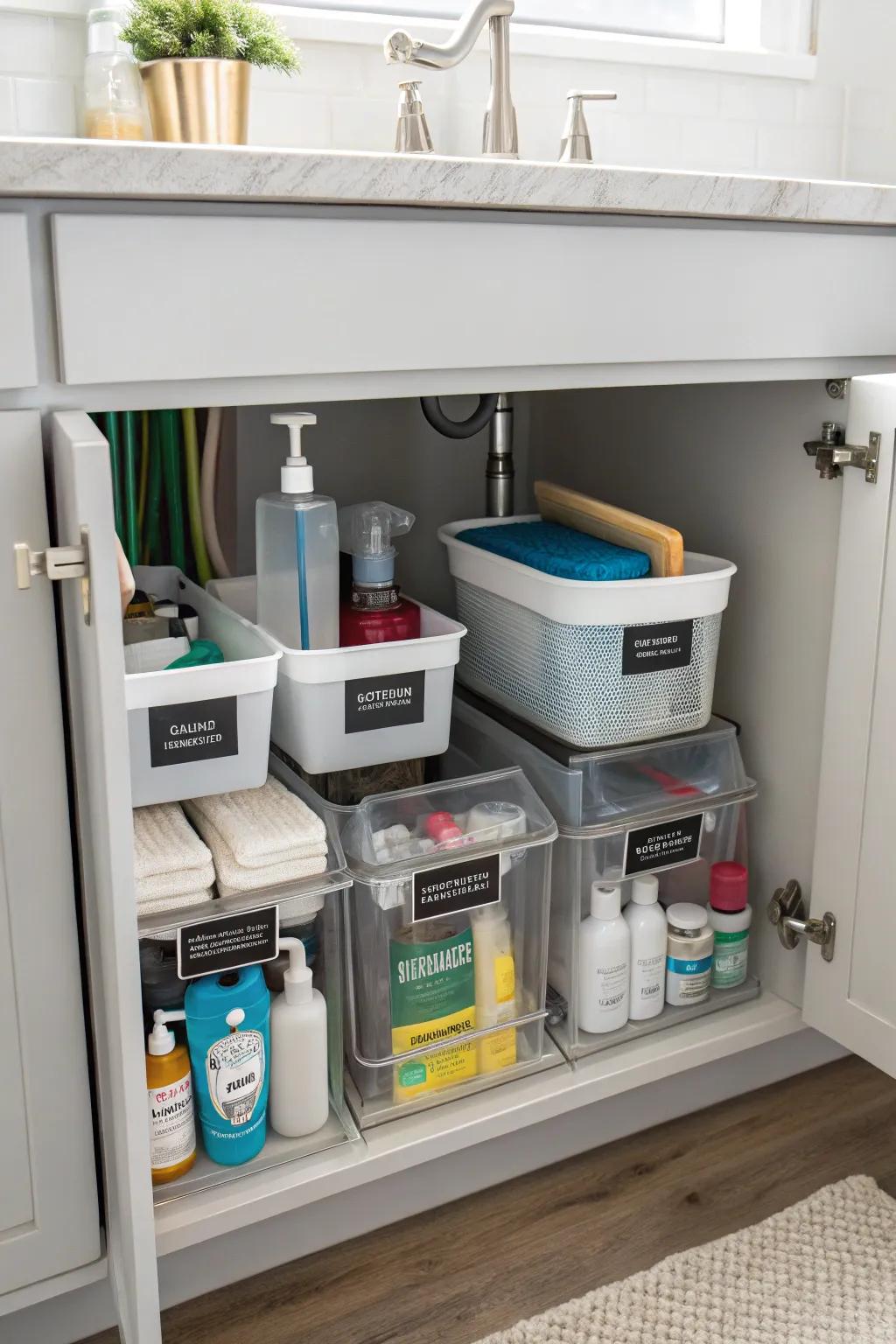 For a clean and orderly kitchen, optimized under-sink storage is essential.