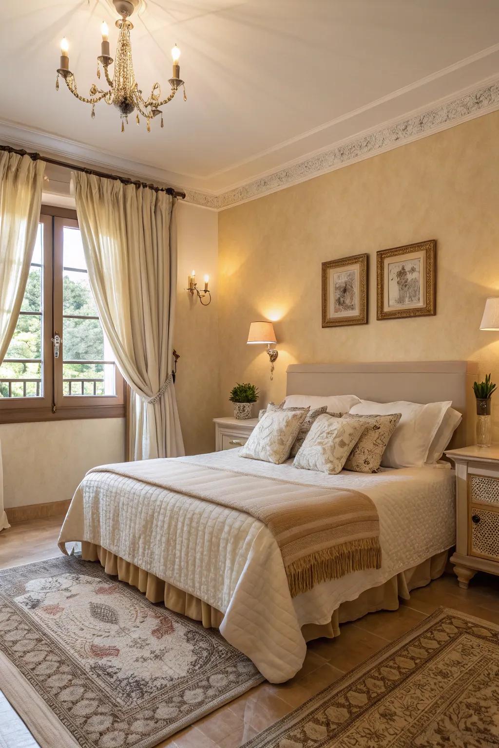 Soft, neutral shades foster a tranquil atmosphere.