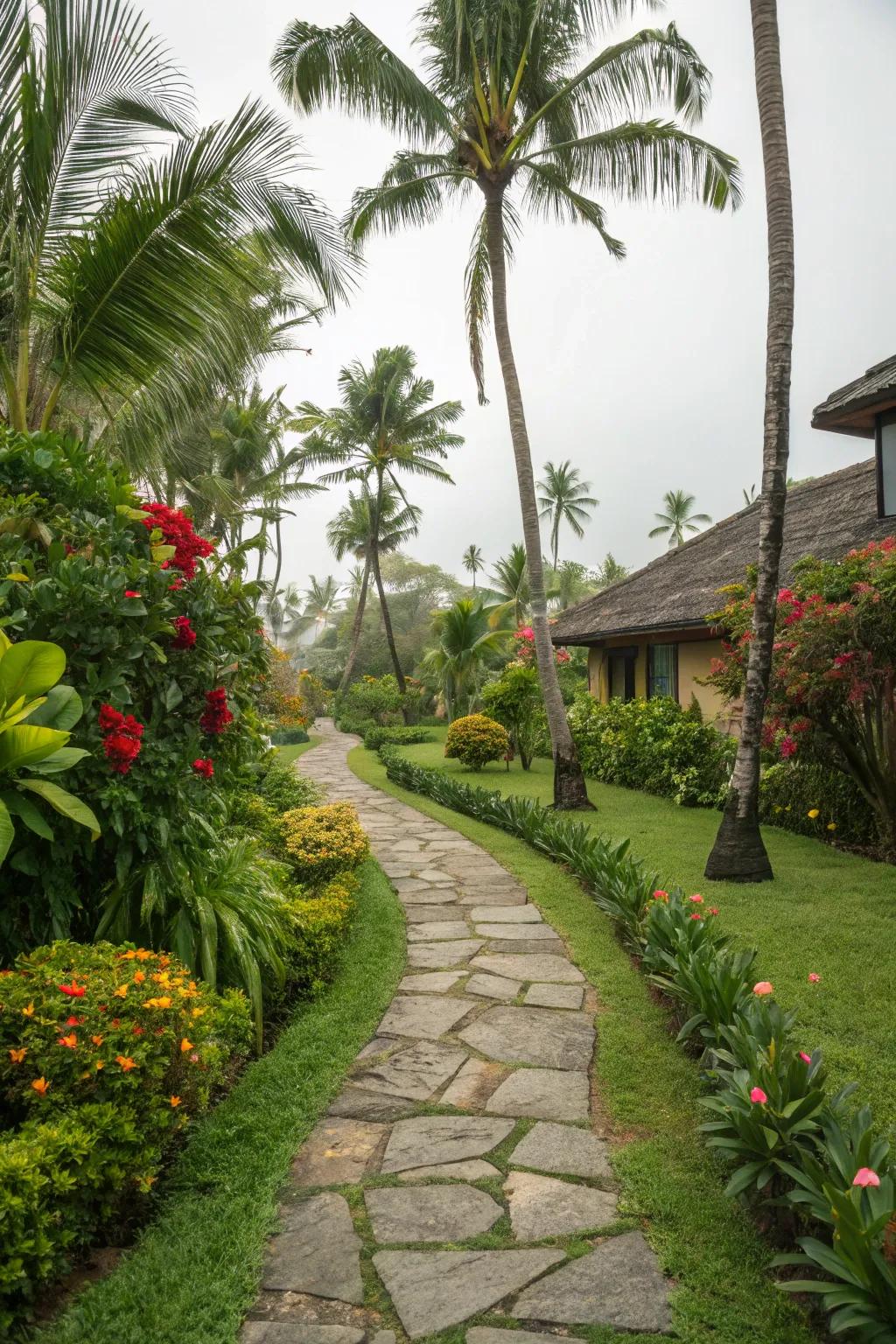 Stone walkways conduct you on an adventure through lush greenery.