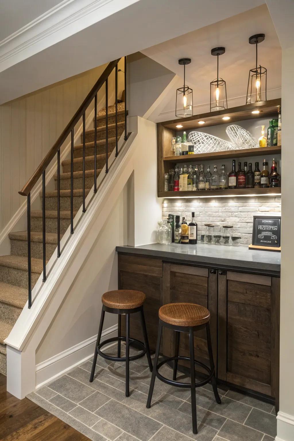 Dazzle your guests with an exquisite basement mini bar.