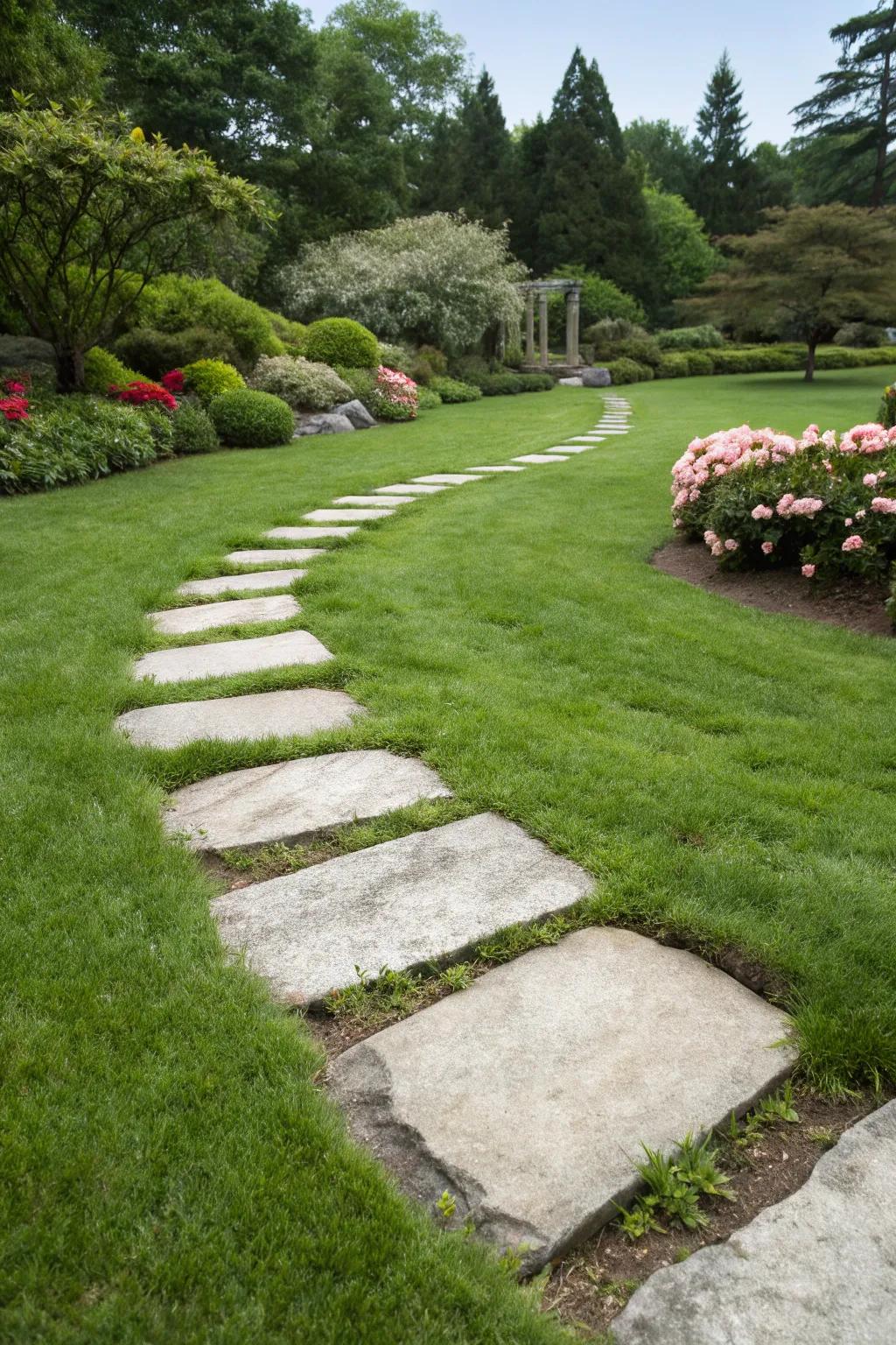 Walkway pads on greenery fashion a harmonious route that beckons exploration.
