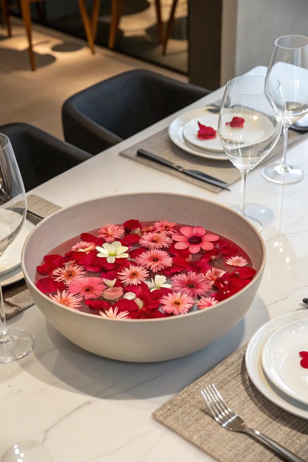 Tranquil beauty revealed in drifting blossoms.