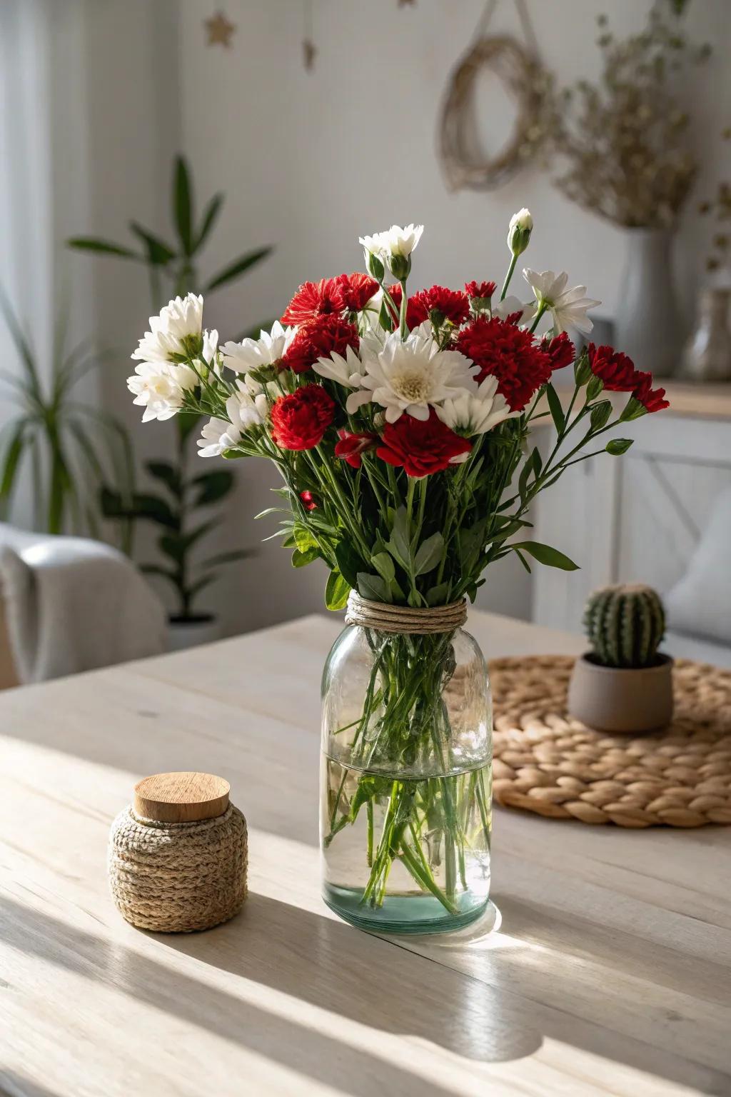Elevate your Valentine's Day with a simple and stunning floral jar centerpiece.