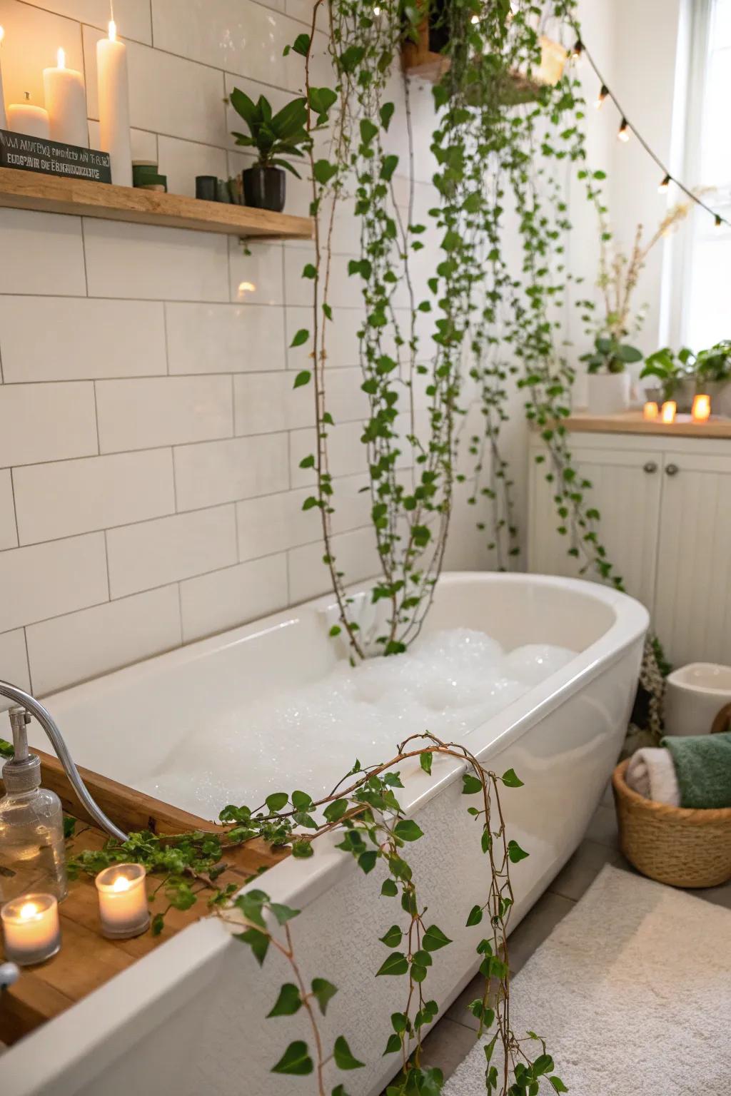 Transform your washroom into a spa oasis via creepers.