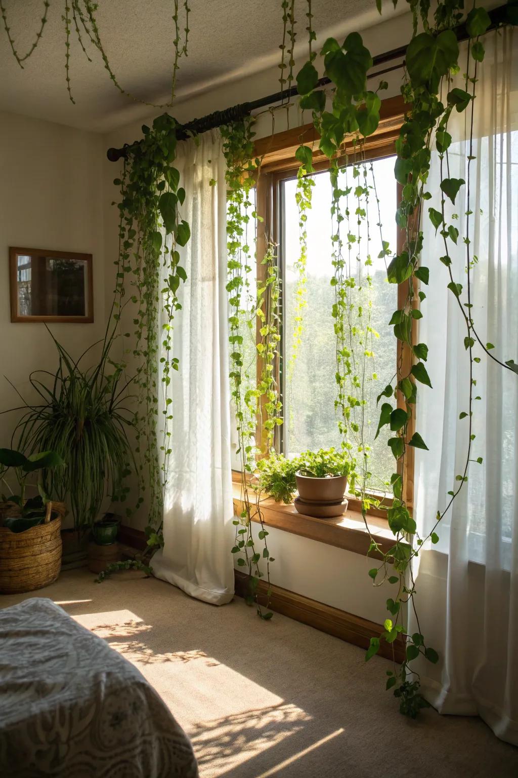 Outline your windows using a drape of vines for a revitalizing look.