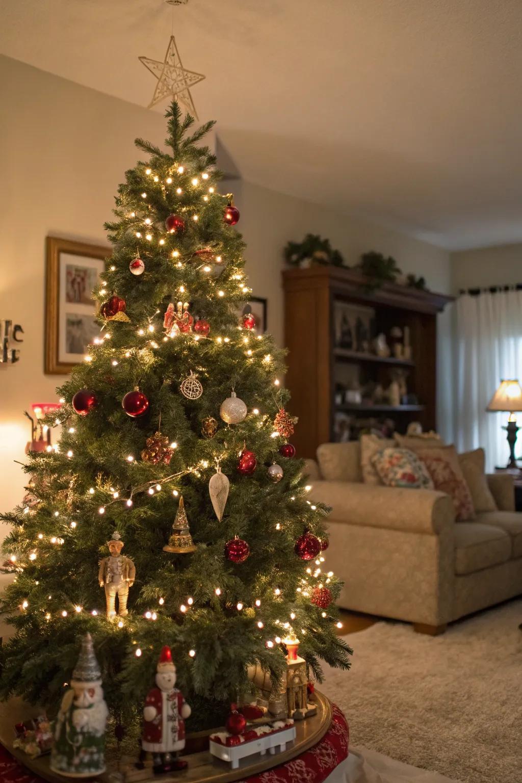 Nostalgic visuals add storytelling to this retro tree.