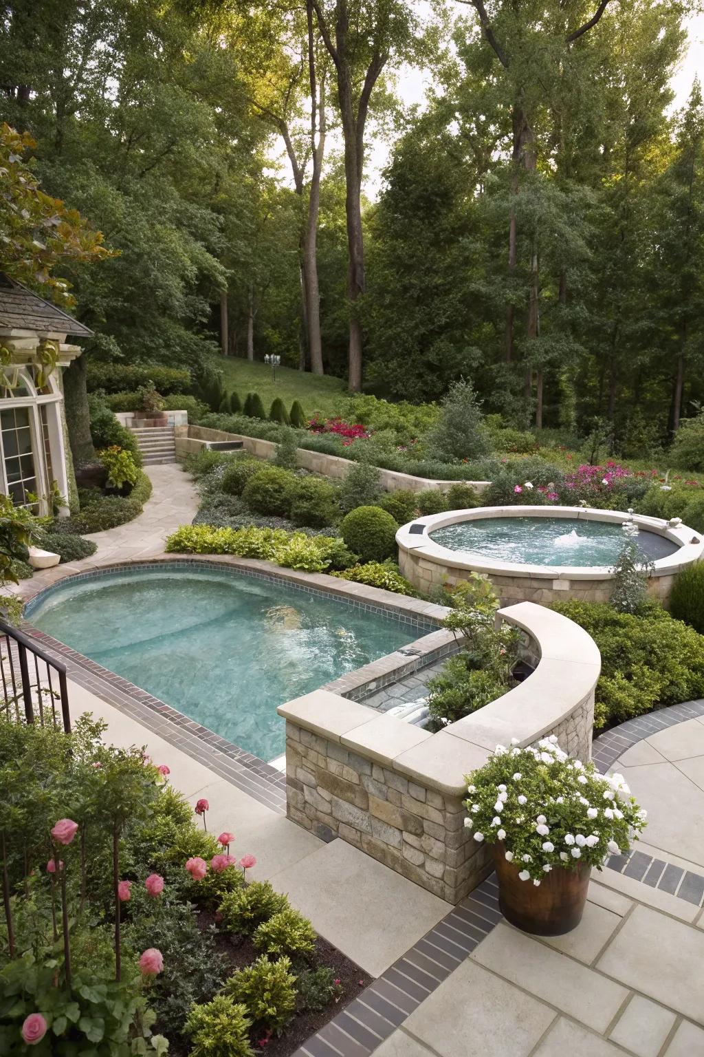 Integrating a hot tub with your pool delivers a luxurious and unified design.