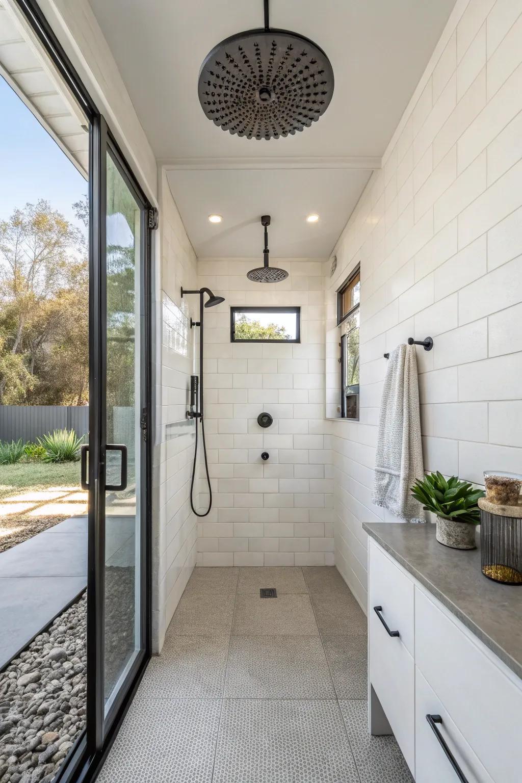 Clean-lined fixtures offer a sophisticated and functional aesthetic.