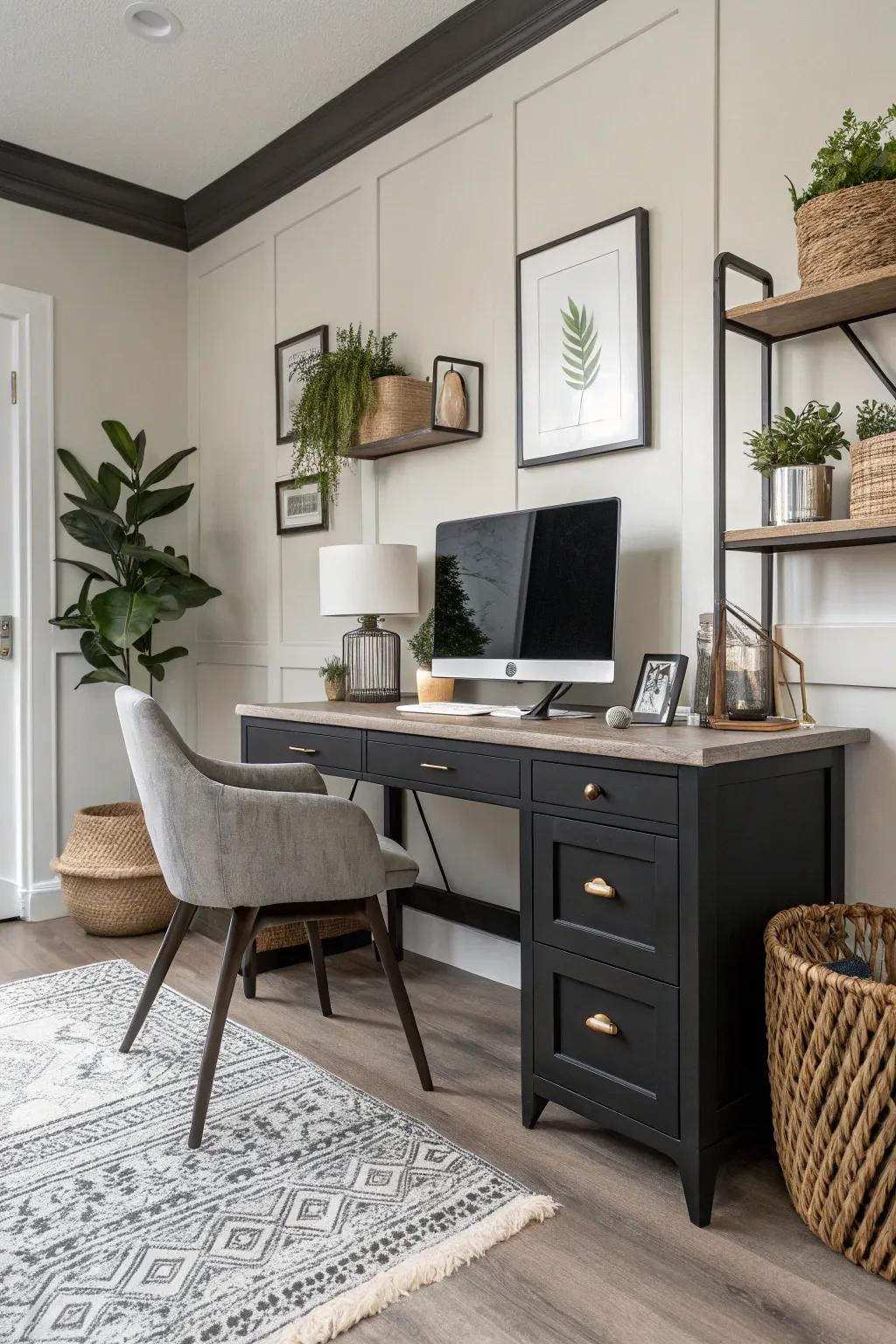 Dark trim set against light walls produces a remarkable visual impact.