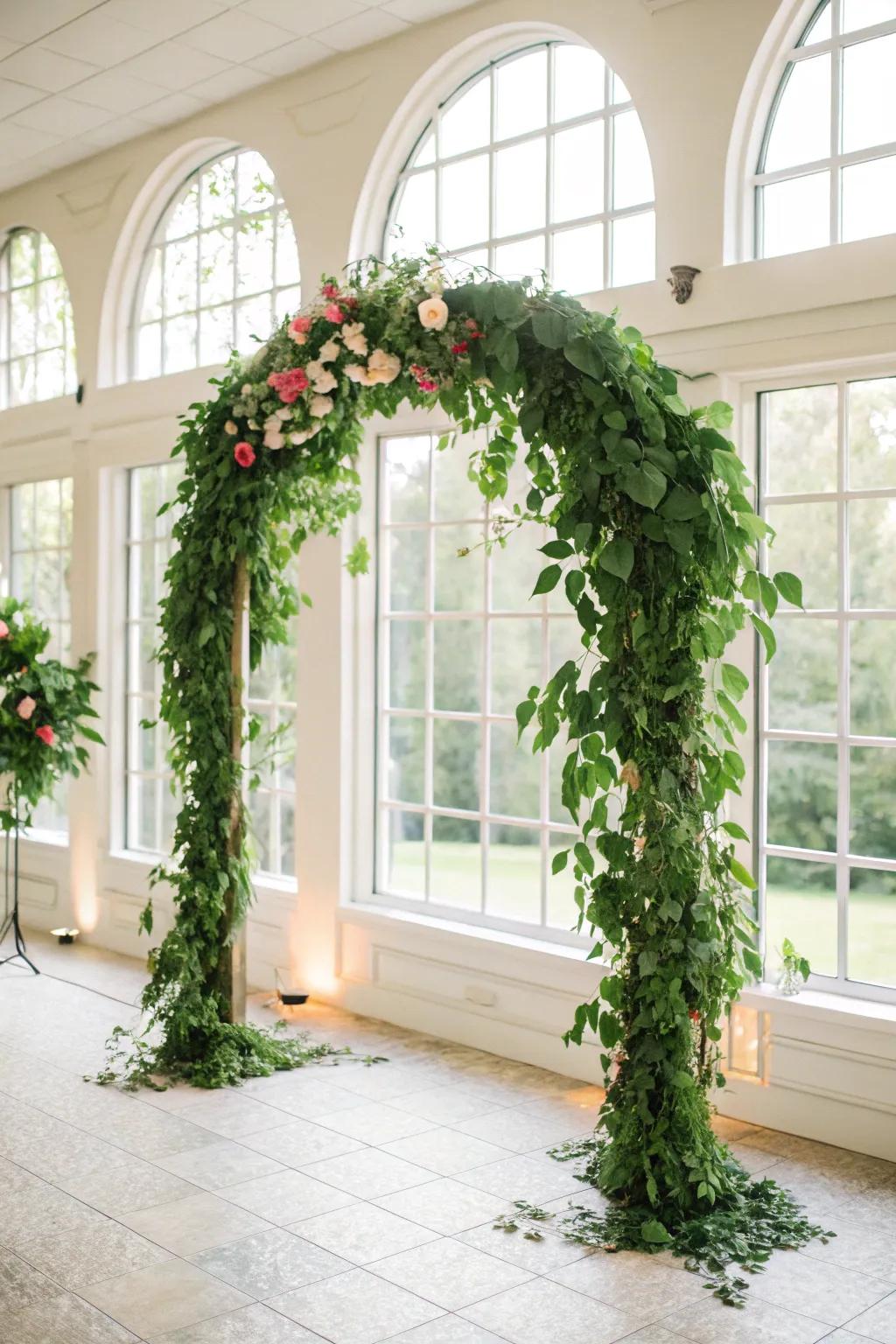 A verdant-focused arch brings a revitalizing and natural sensation indoors.