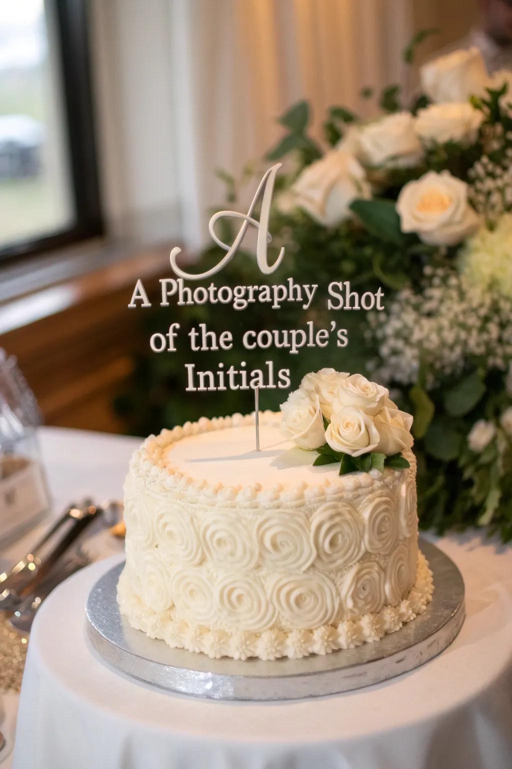 A wedding cake adorned with a personalized topper for a special touch.