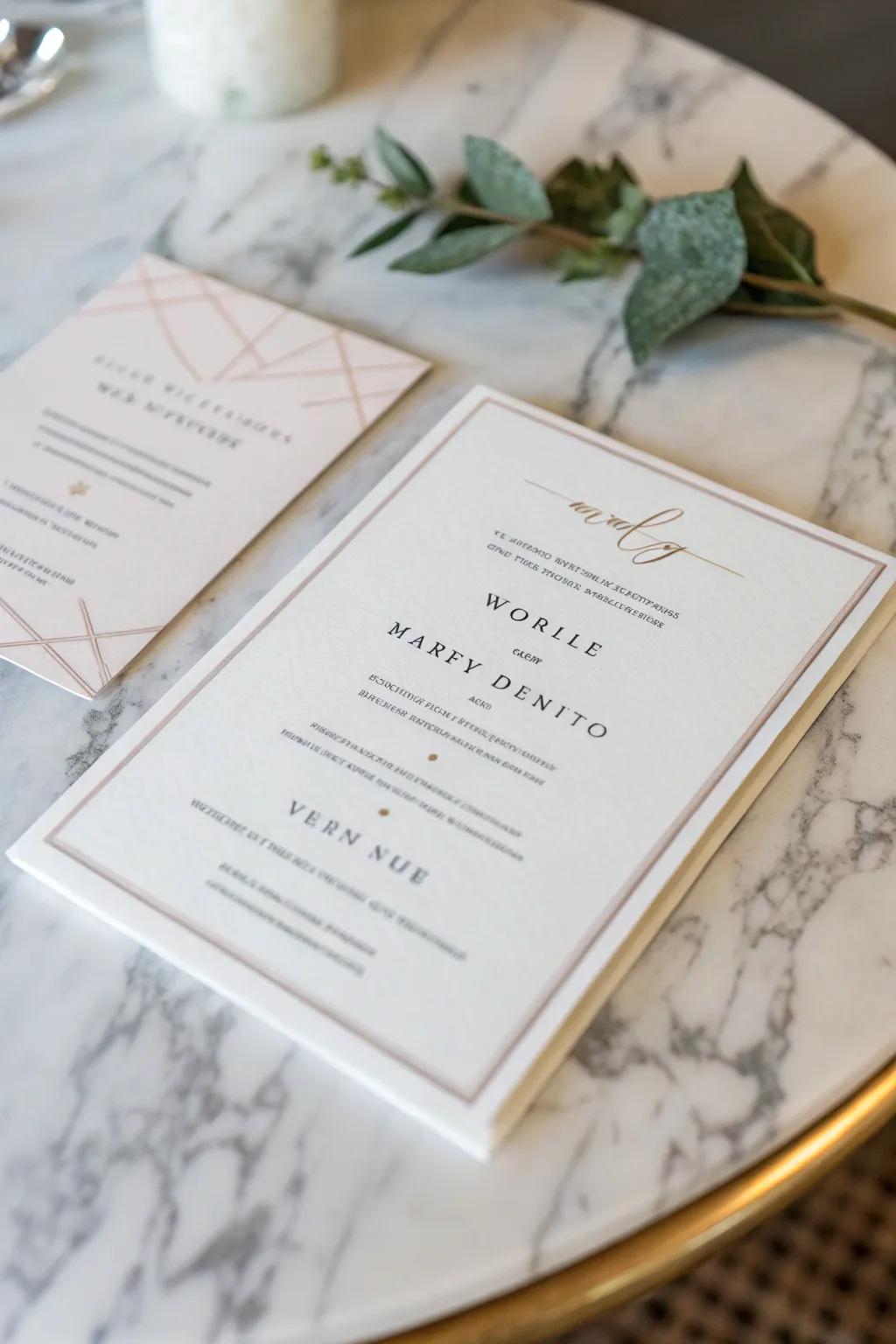 Understated wedding invitation with a sleek and contemporary design.