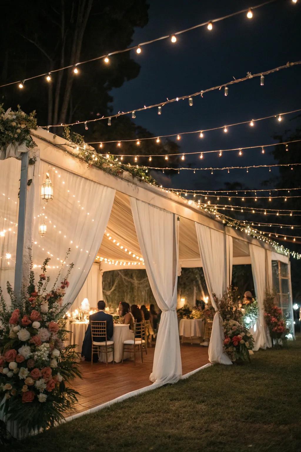 Twinkling strands inject a magical sentiment into the evening's atmosphere.