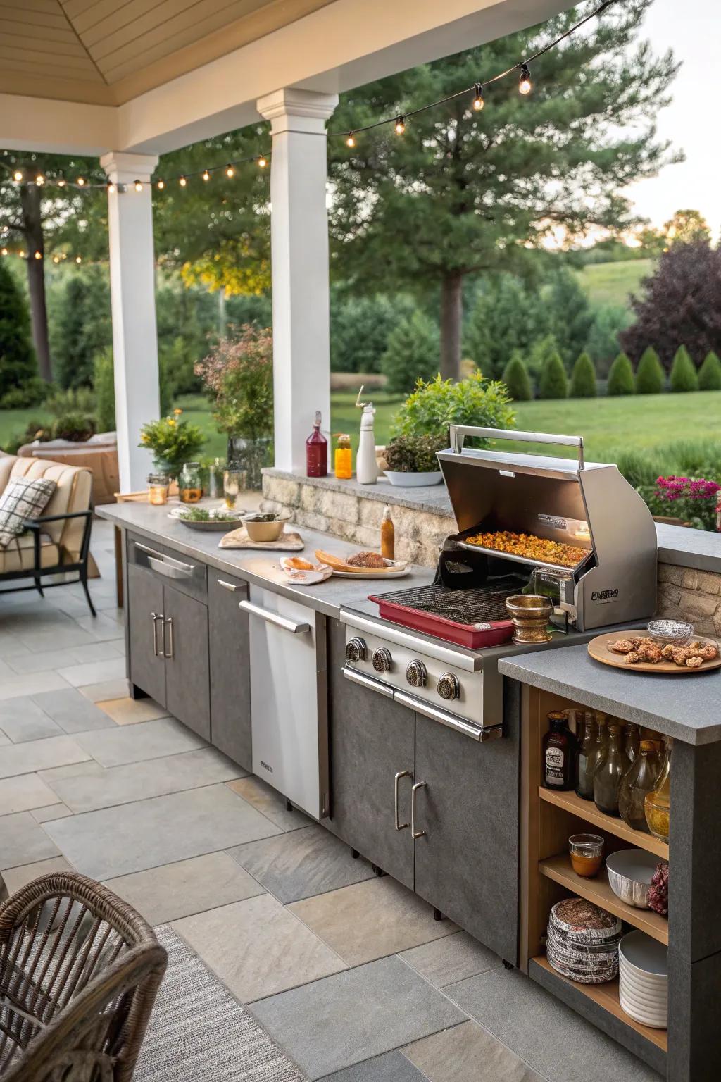 An outdoor cooking space perfect for hosting get-togethers and cooking up a storm.