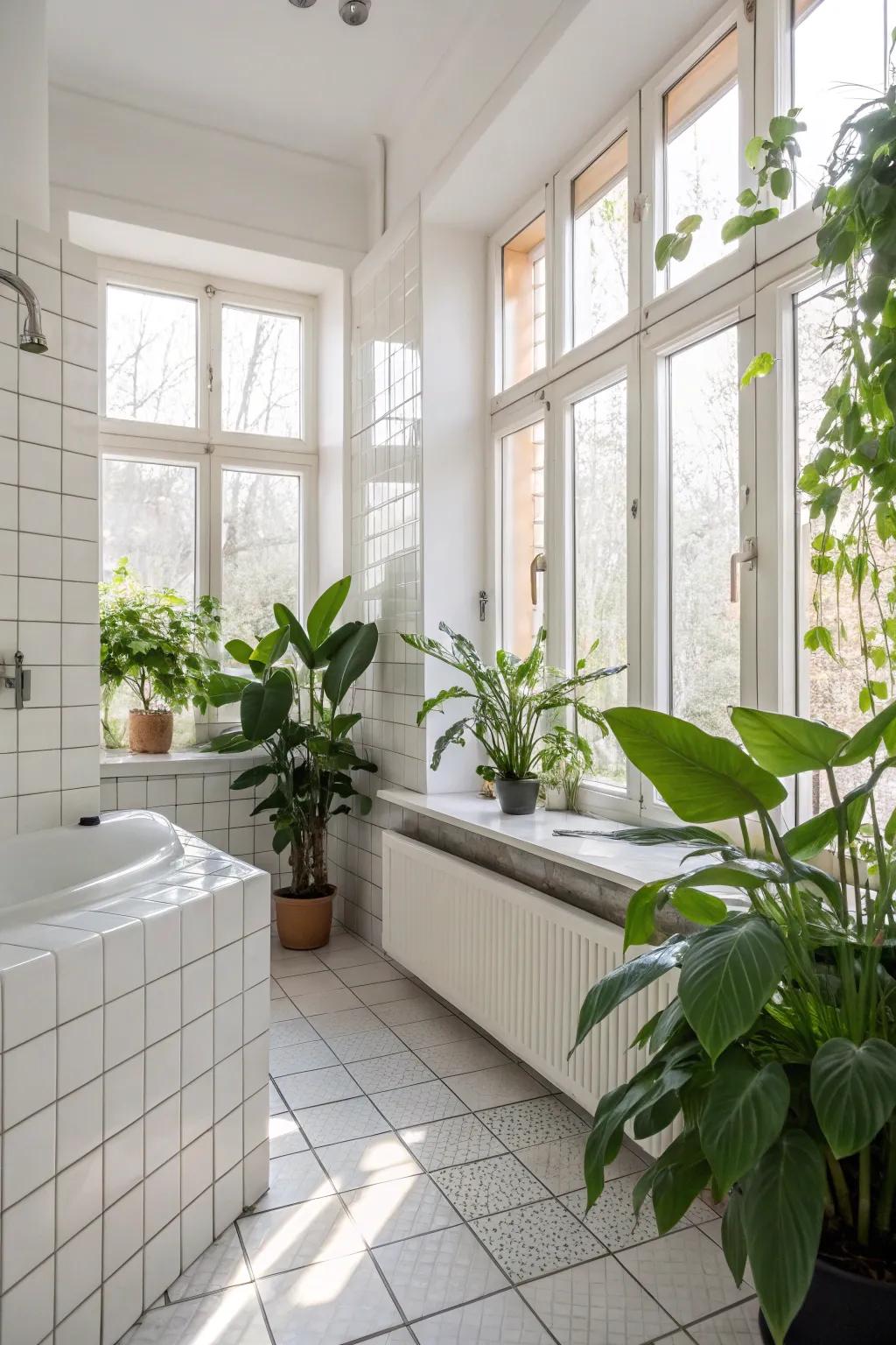 Sunlight and greenery enhance the beauty of bleached ceramic.