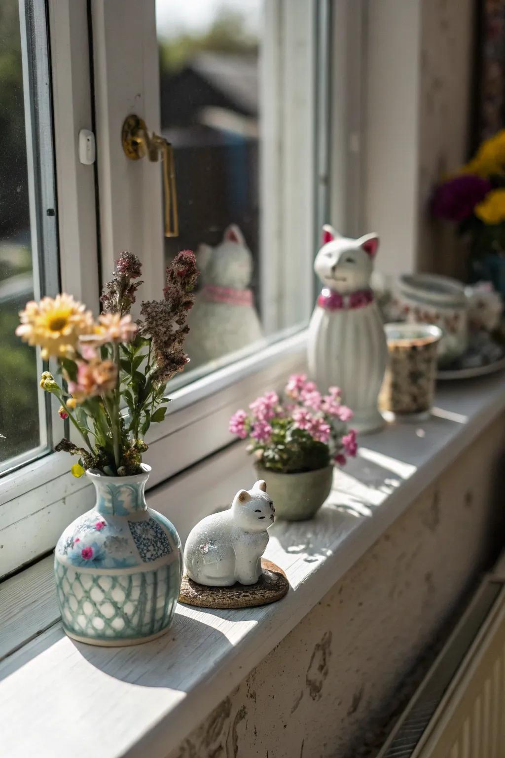 Ornaments bestow charm and identity to the windowsill.