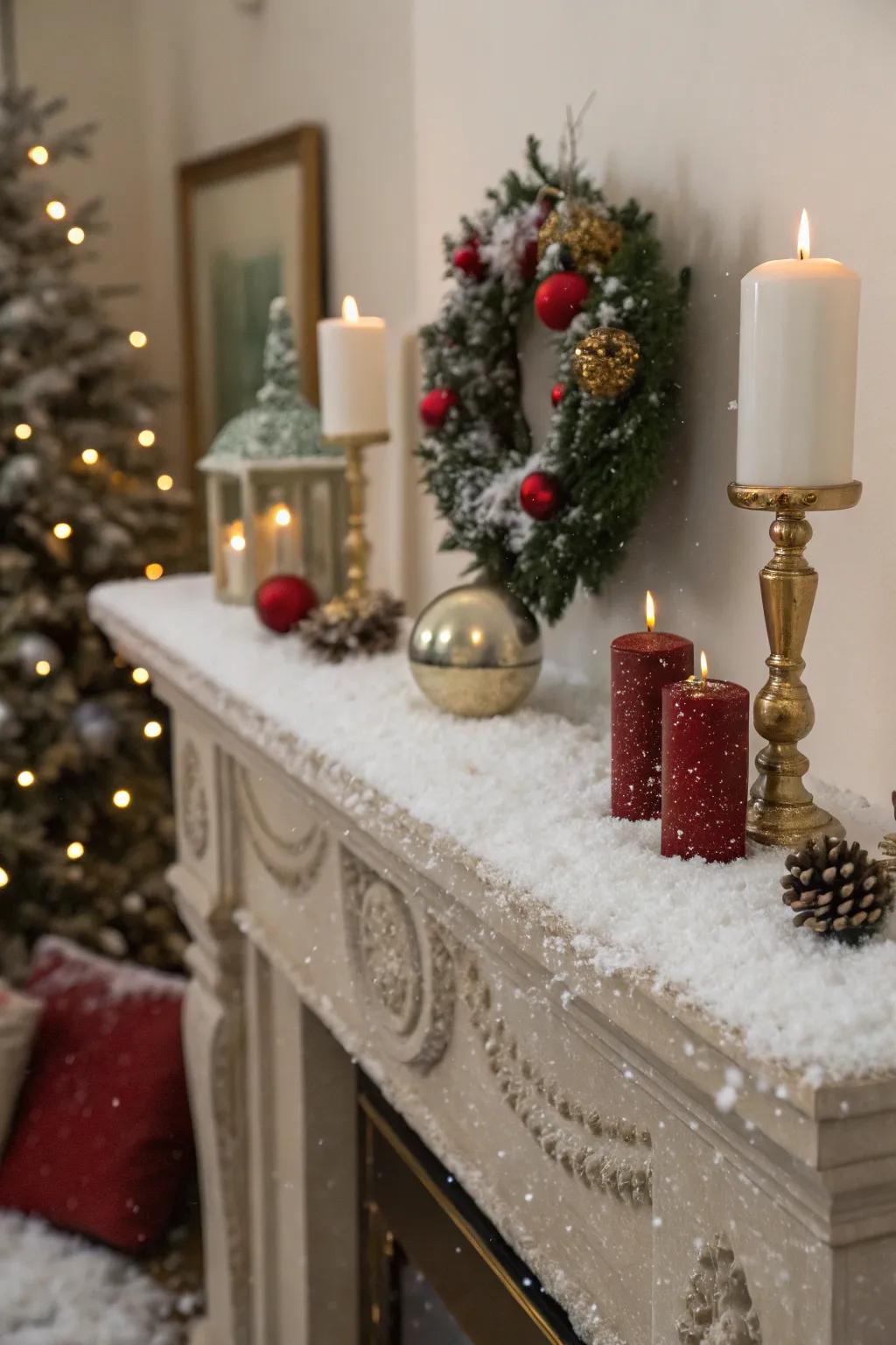 Imitation snow encapsulates the quintessence of winter indoors.