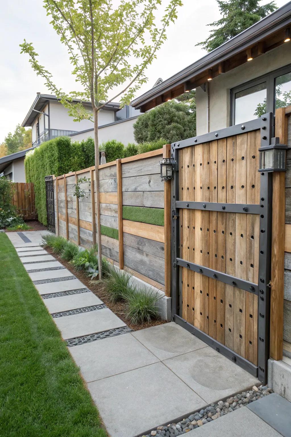 Mixed-material fences combine tradition with modernity, resulting in a unique visual allure.