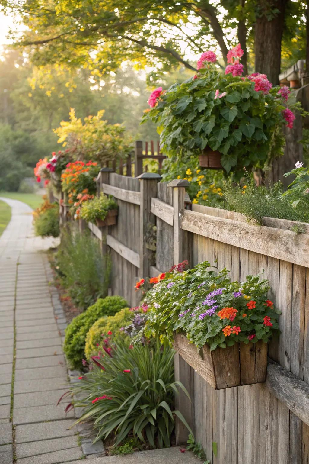 Barriers with integrated planters contribute natural allure and use.