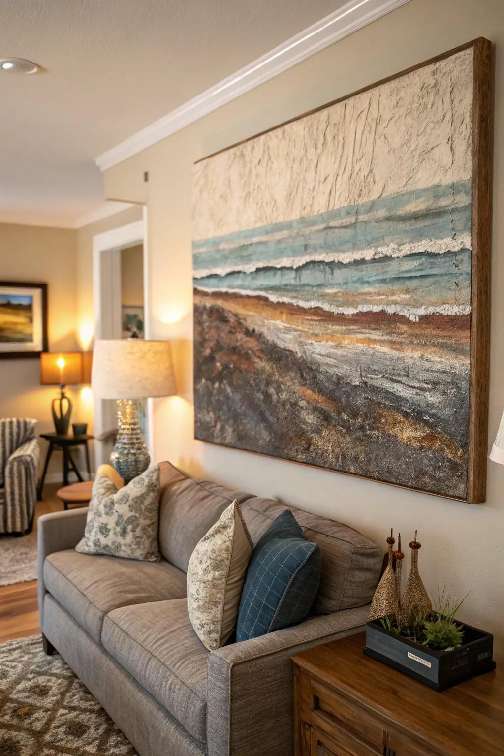 Sculpted finishes add depth and personality to this space.