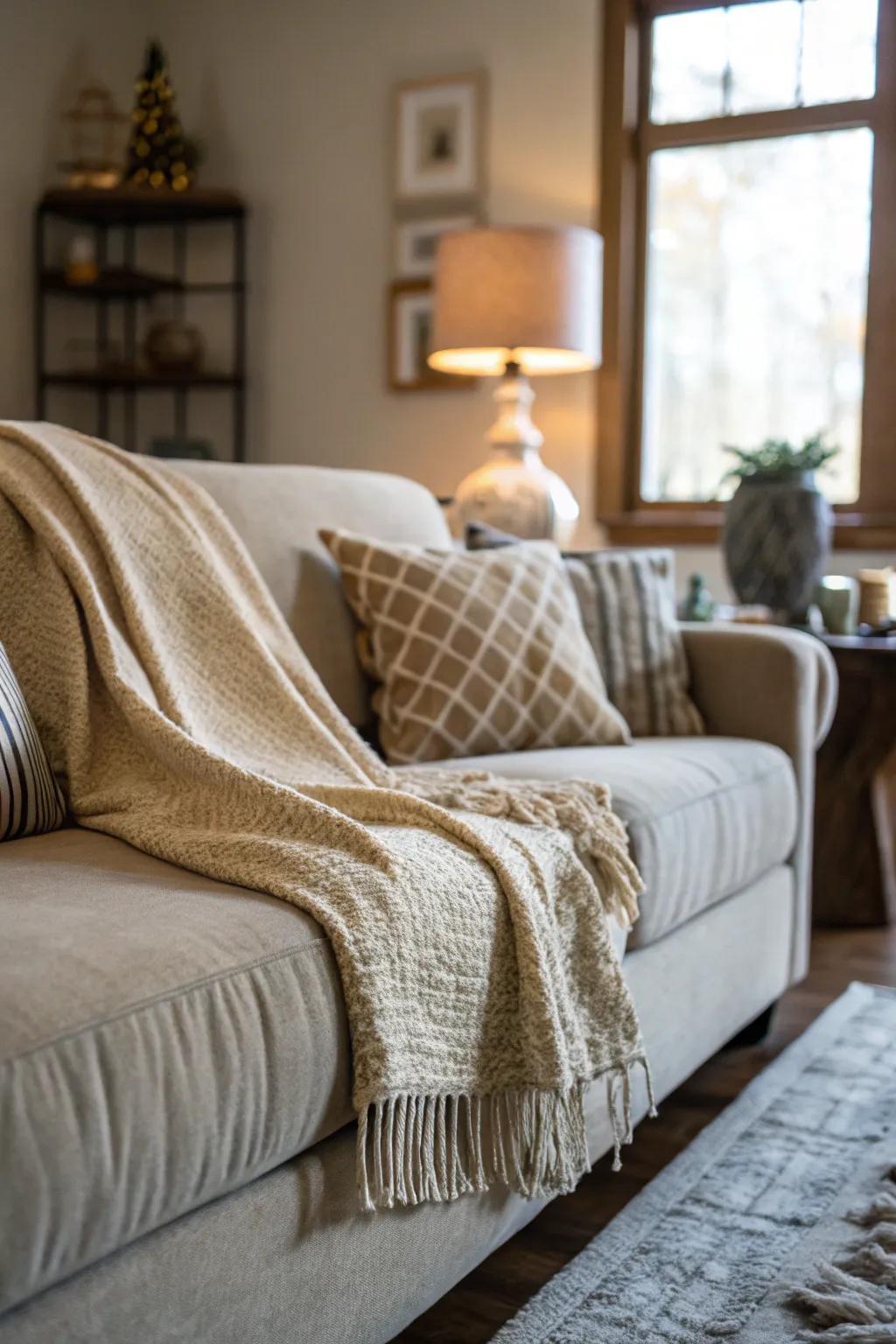 Add a layer of comfort with a cozy throw.