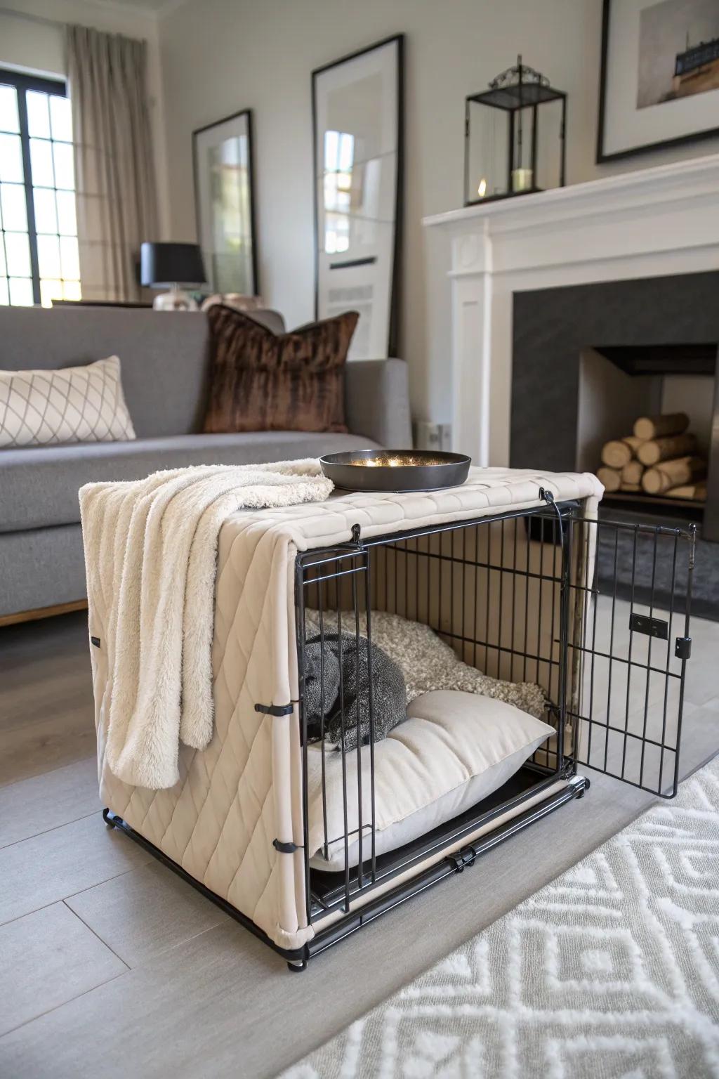 Create a cozy retreat for your pup using plush elements.