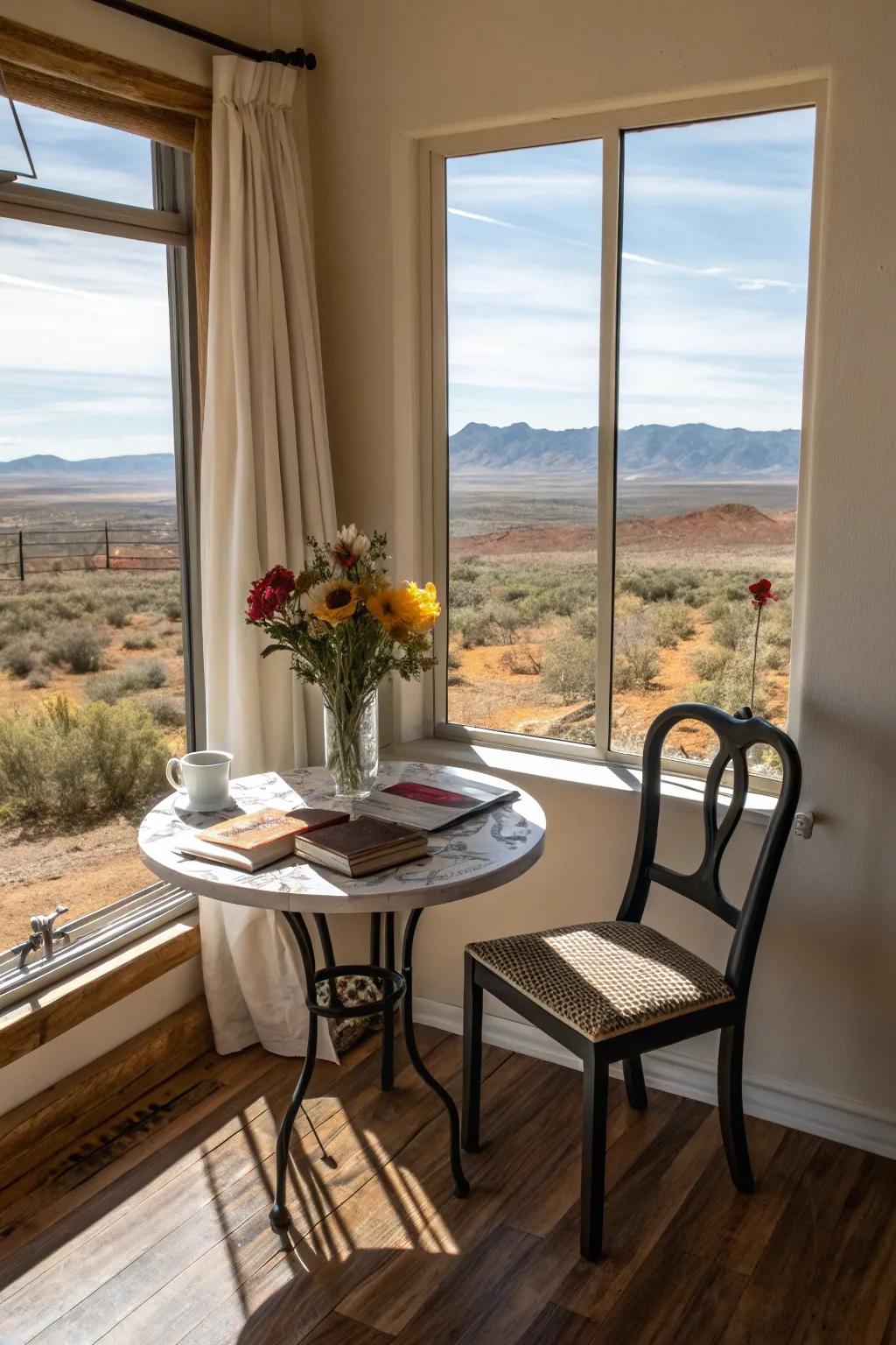 A dining space with scenic views, ideal for savoring meals in an Arizona room.