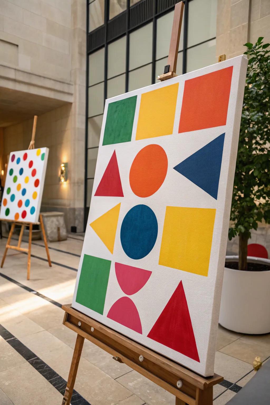 Elevate your artistic creations through contemporary geometric motifs. <strong><em>Infuse your space with a sense of modern sophistication.</em></strong>” loading=”lazy” class=”pimg”>
	</picture><figcaption>Elevate your artistic creations through contemporary geometric motifs. <strong><em>Infuse your space with a sense of modern sophistication.</em></strong></figcaption></figure>
<p>Inscribe geometric configurations from cardboard and employ them as imprints. Utilizing bold or understated hues, these configurations can compose a conspicuous motif upon your canvas. <strong><em>It’s like building a modern mosaic of emotions.</em></strong></p>
<h3>Check these products out:</h3>
<ul class=
