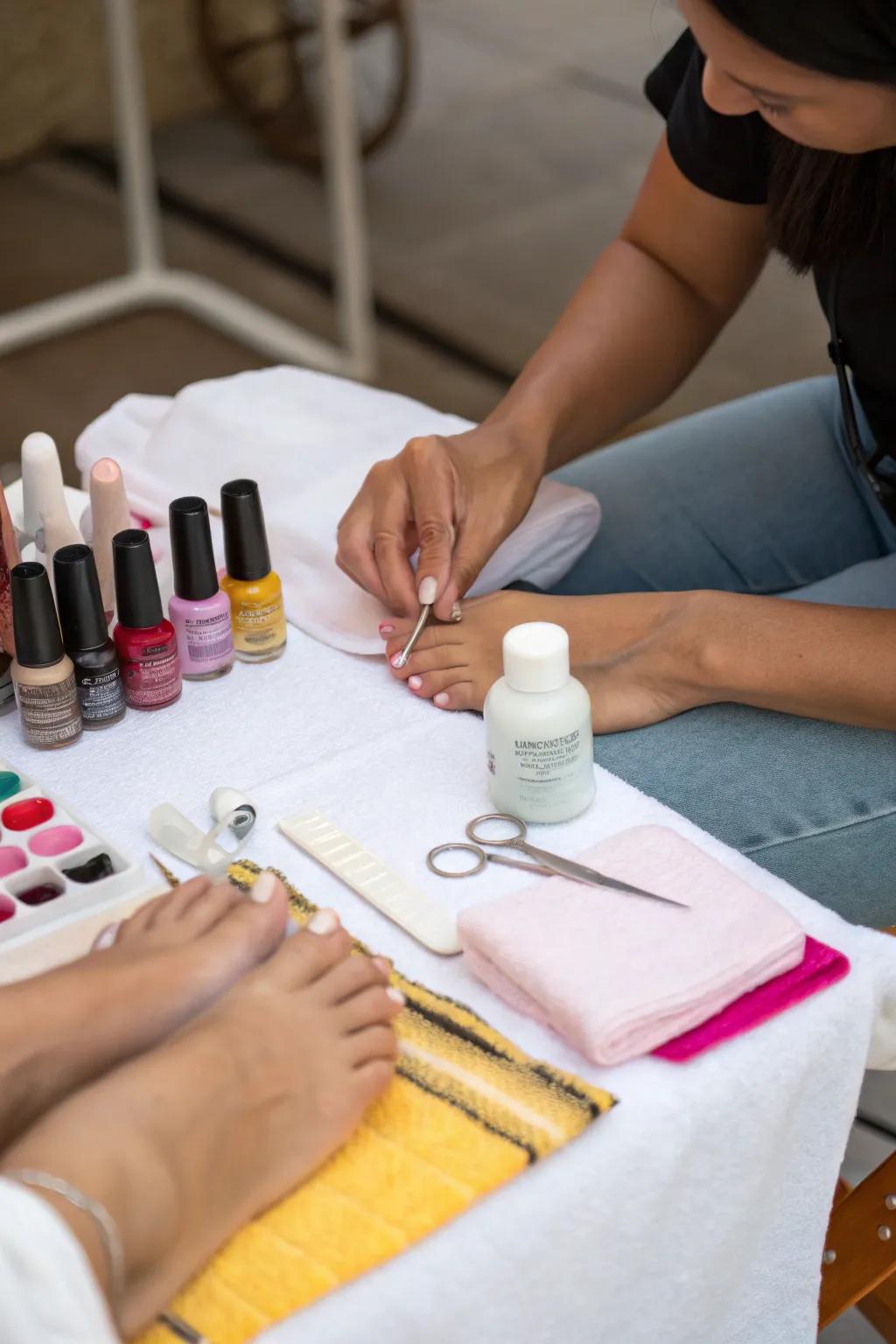 A home mani-pedi is the best care for your nails.